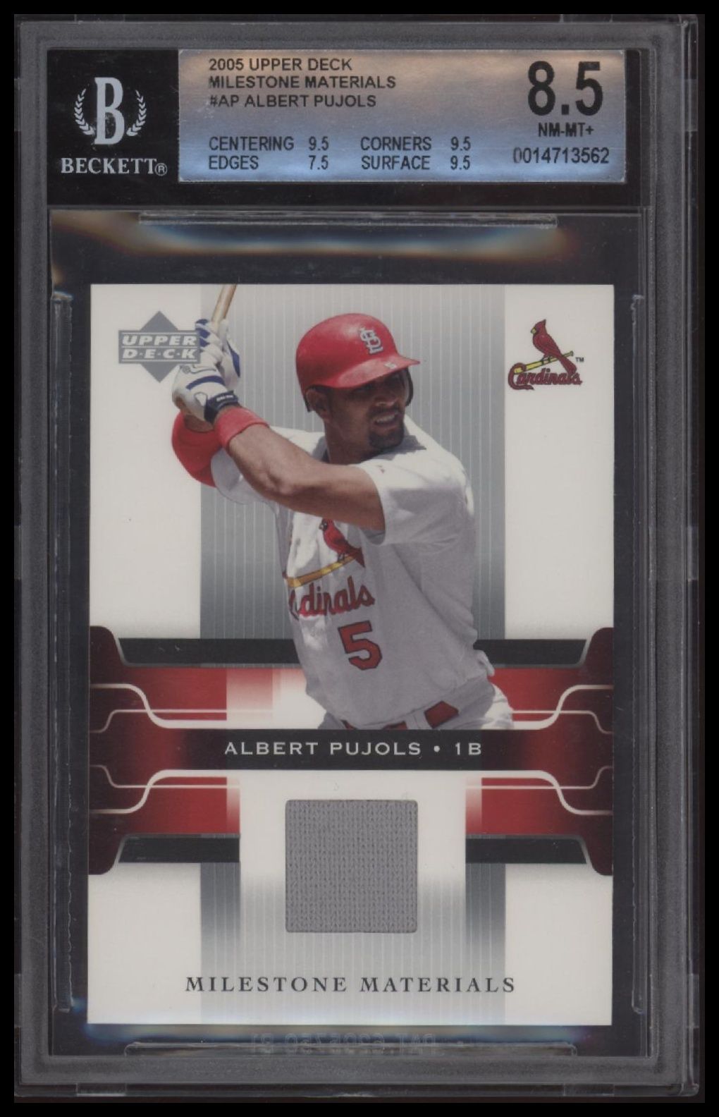 2005 Upper Deck Milestone Materials Albert Pujols BGS 8.5