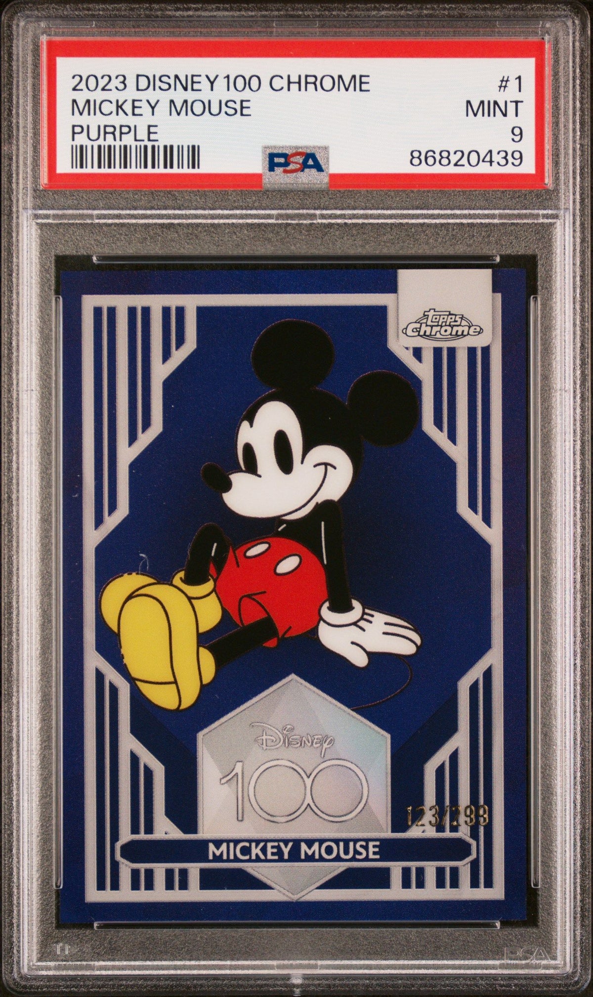 2023 Topps Chrome Disney100 Mickey Mouse Purple PSA 9