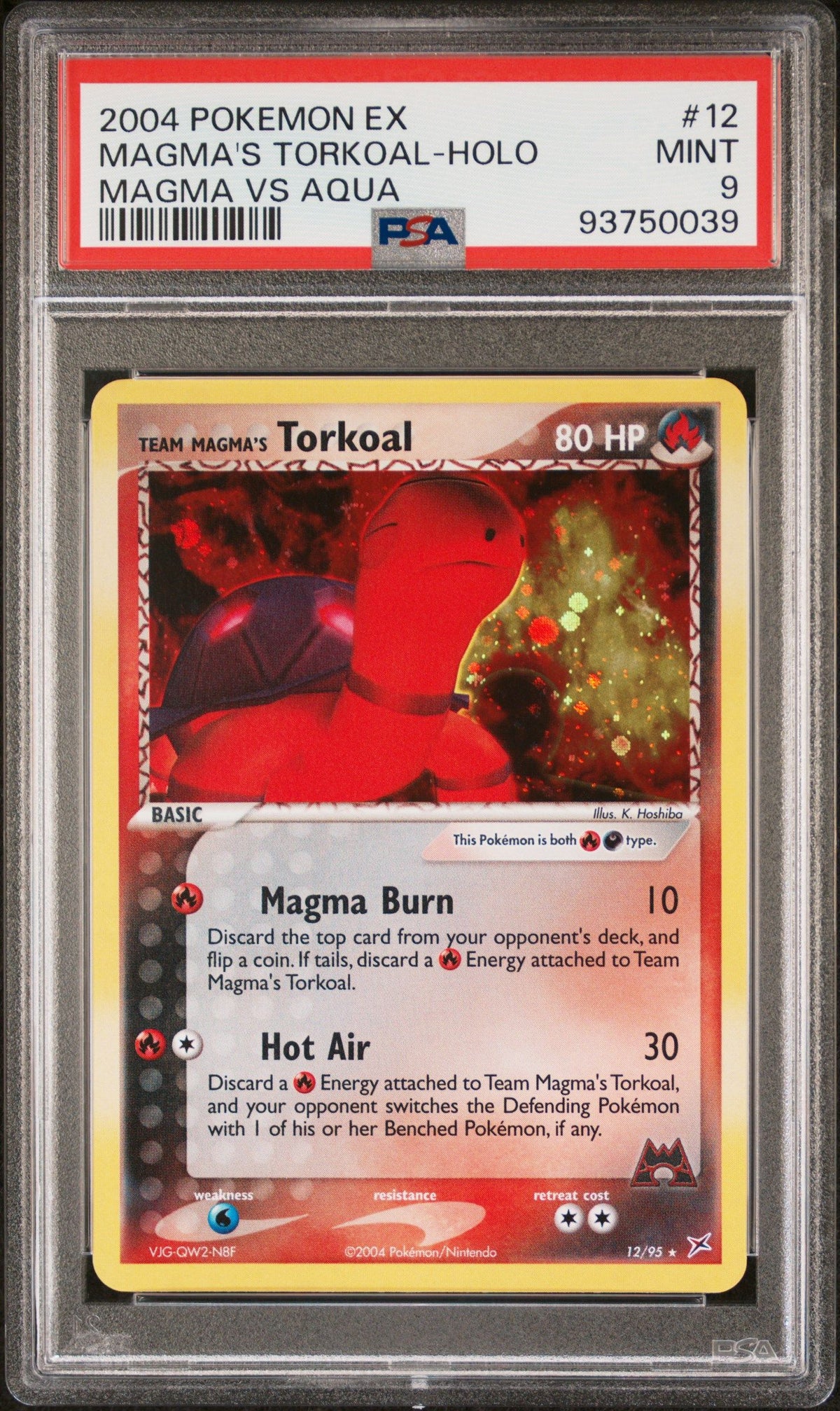 2004 Pokemon Ex Team Magma Vs Team Aqua Magma&#39;S Torkoal-Holo PSA 9