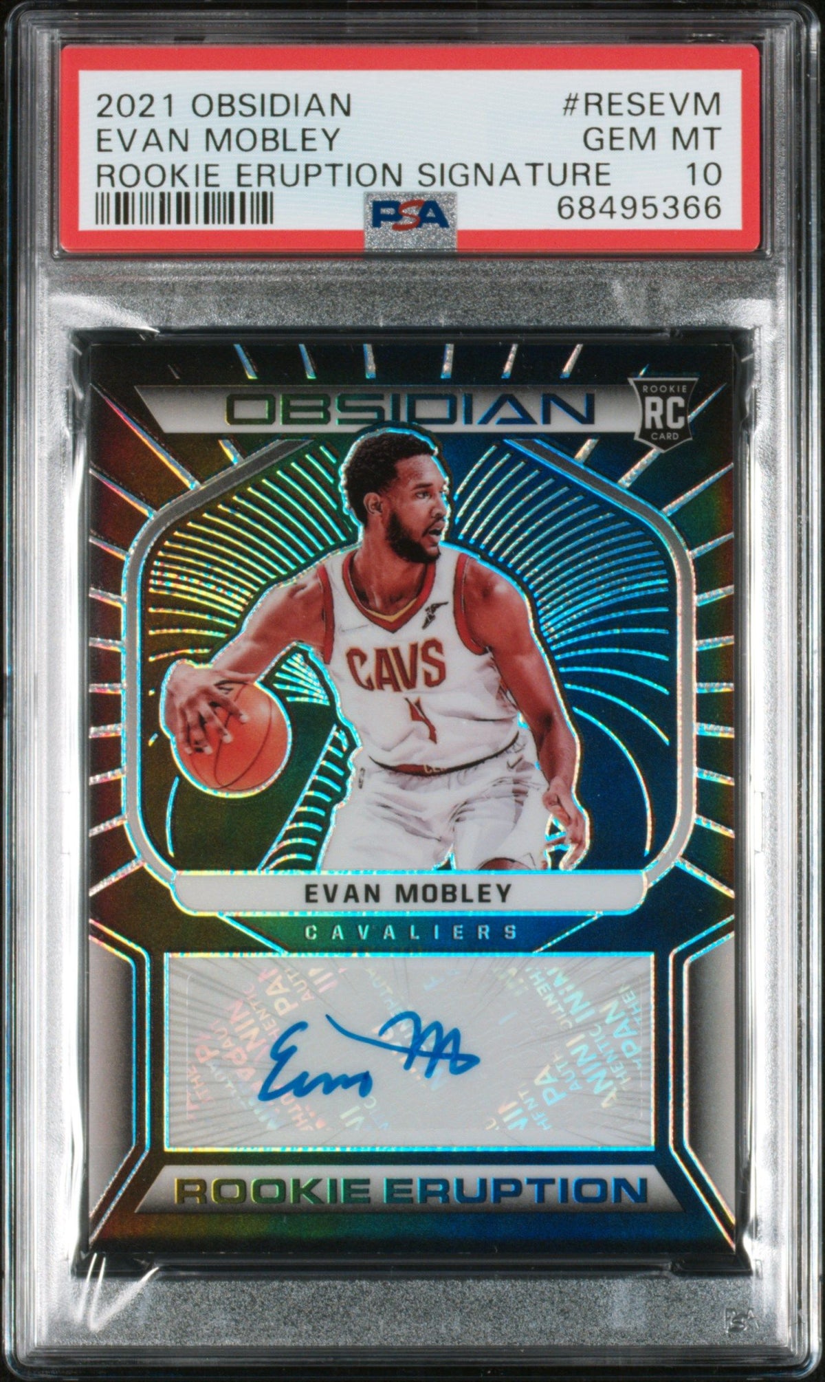 2021 Panini Obsidian Evan Mobley Rookie Eruption Signature /75 PSA 10