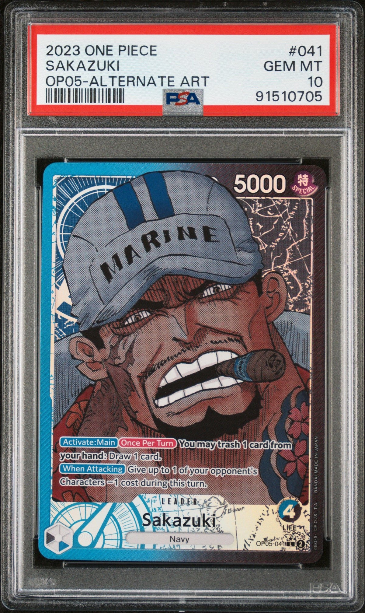 2023 One Piece Awakening Of The New Era Sakazuki Op05-Alternate Art PSA 10