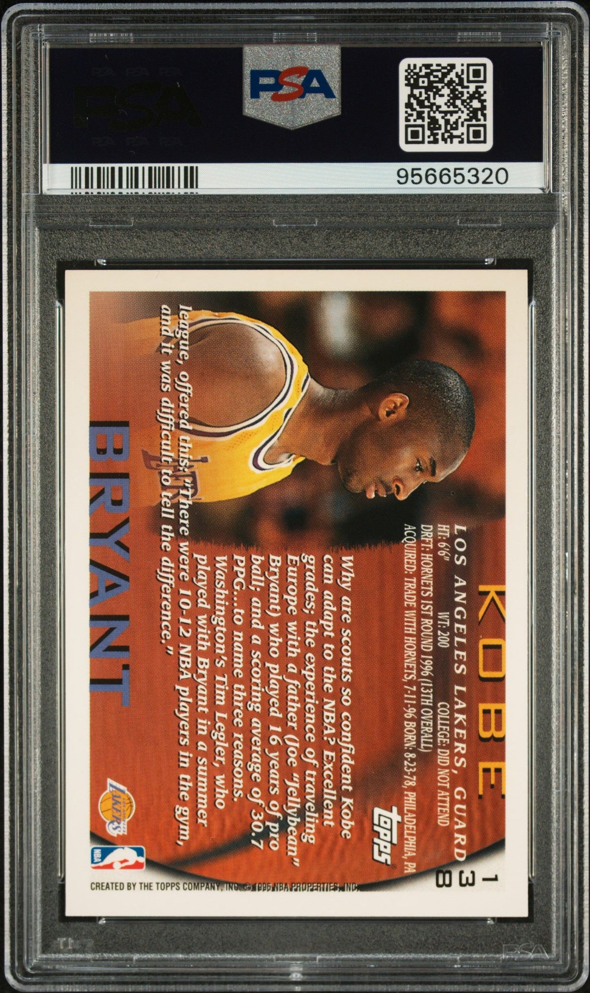 1996 Topps #138 Kobe Bryant PSA 9