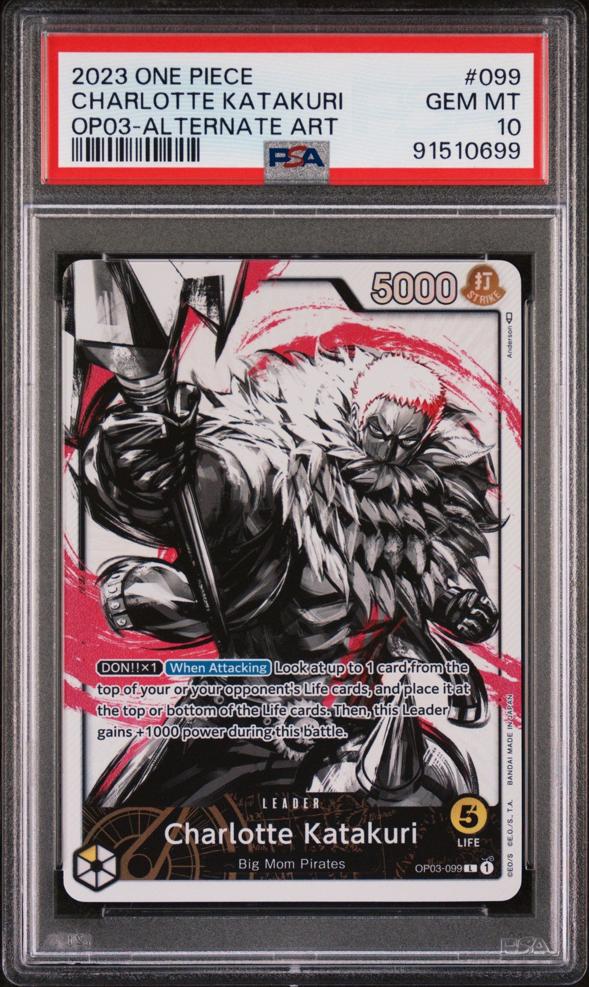 2023 One Piece Pillars Of Strength Charlotte Katakuri Op03-Alternate Art PSA 10