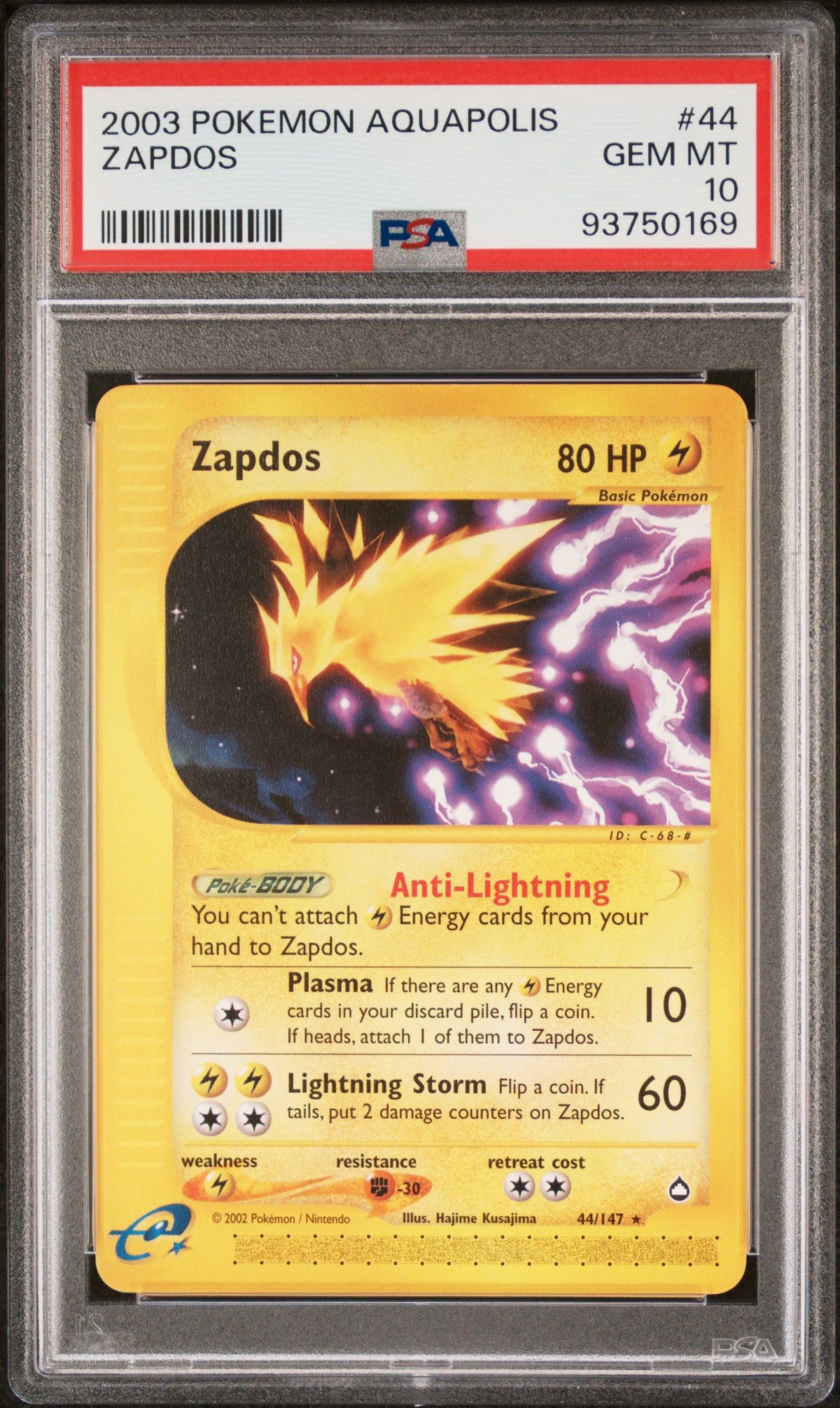 2003 Pokemon Aquapolis Zapdos PSA 10