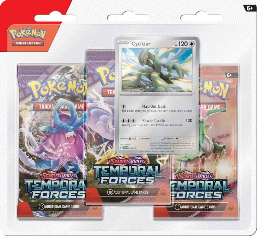 Pokemon Scarlet and Violet: Temporal Forces 3 Pack Blister (Cyclizar)