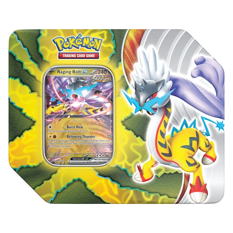 Pokemon TCG: Paradox Destinies Raging Bolt EX Tin