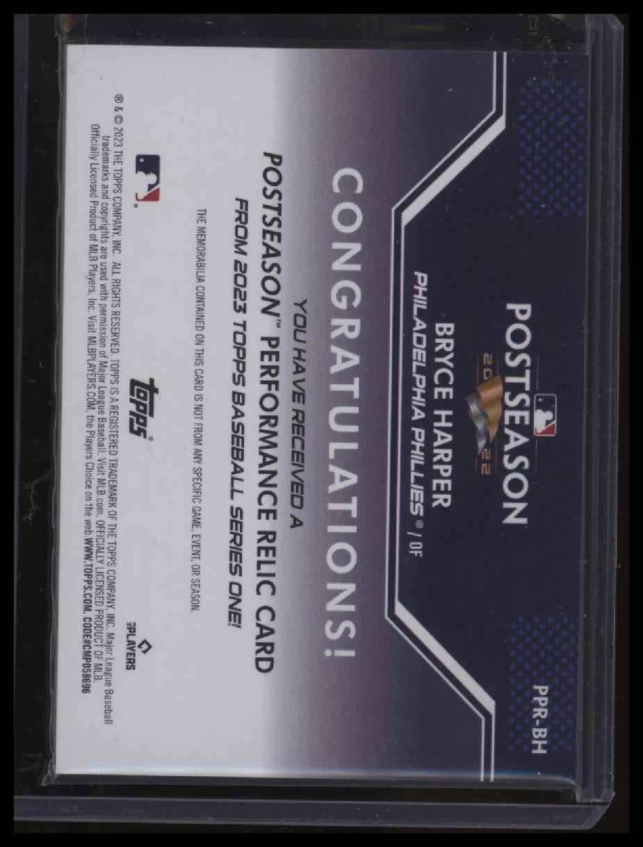 2023 Topps Bryce Harper Postseason Performance Relics Red #/25