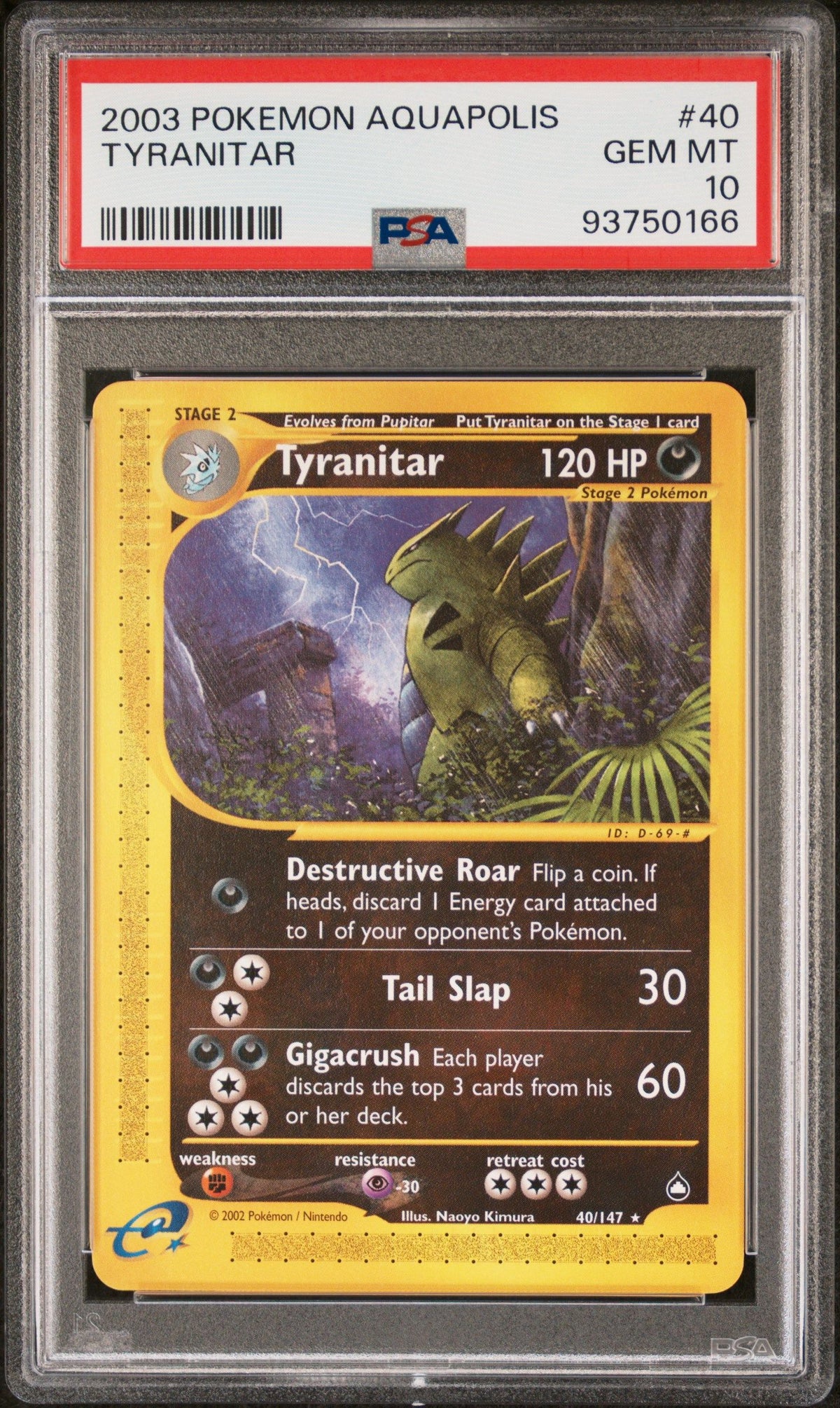 2003 Pokemon Aquapolis Tyranitar PSA 10