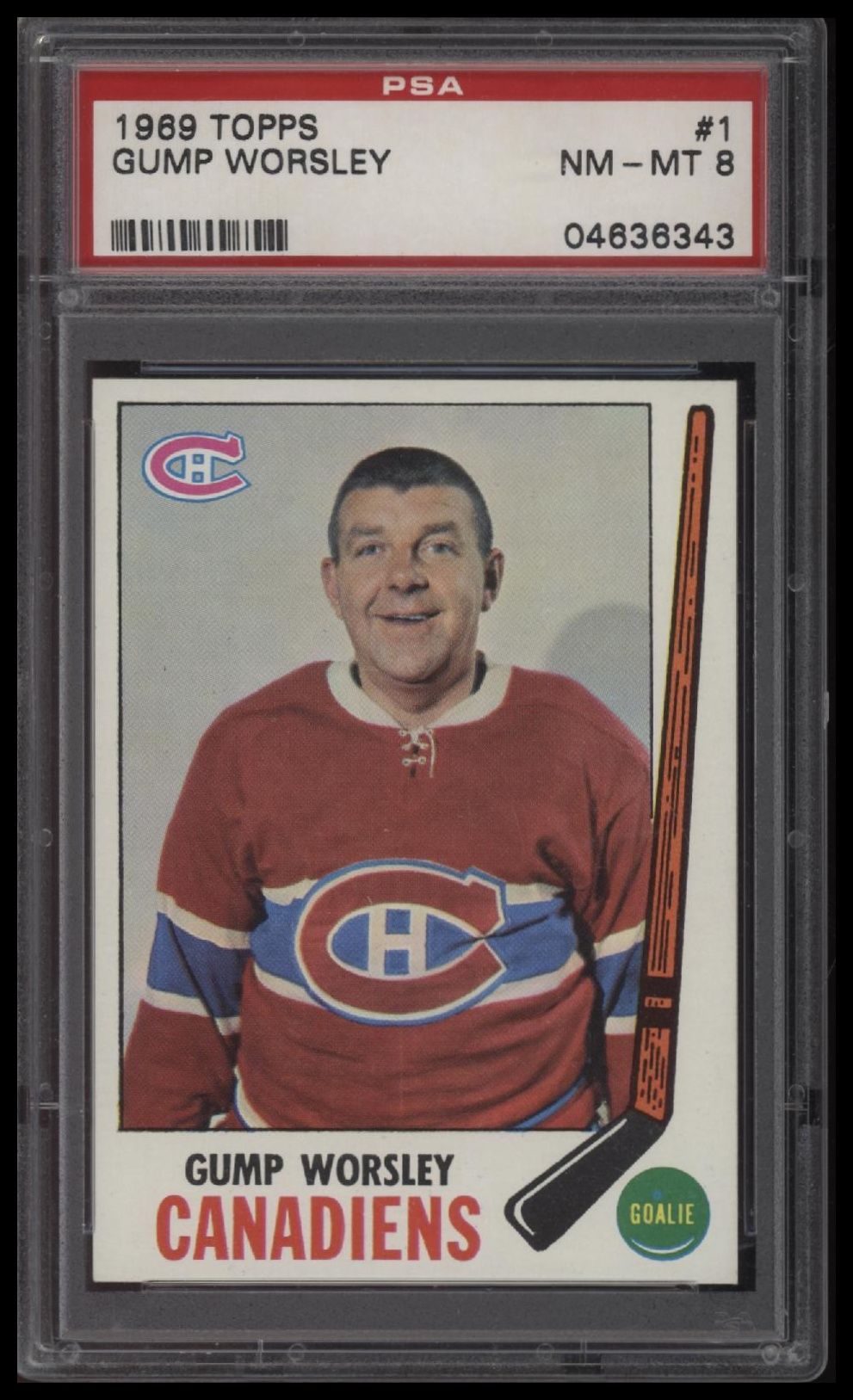 1969 Topps Gump Worsley PSA 8