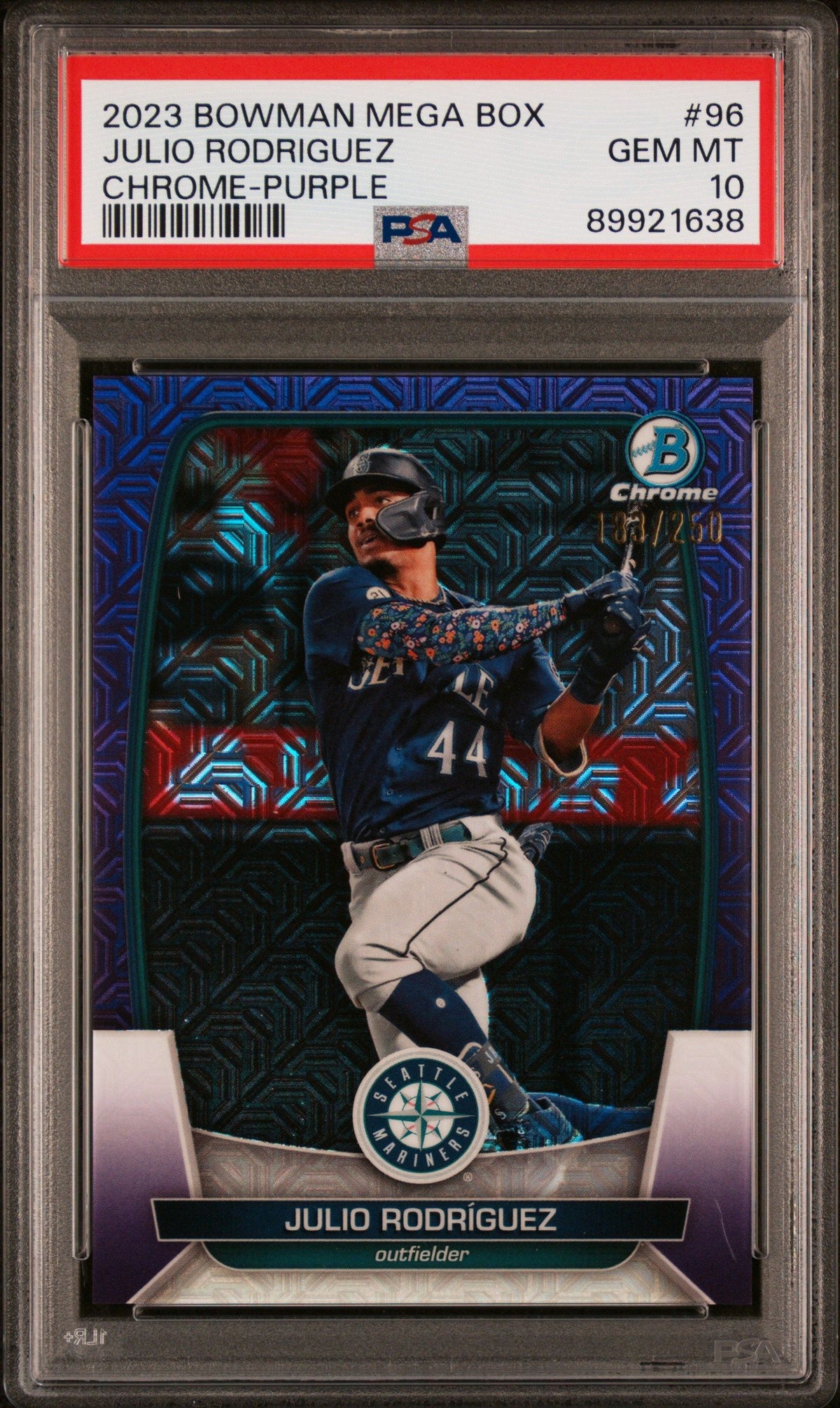 2023 Bowman Mega Box Chrome Julio Rodriguez Chrome-Purple PSA 10