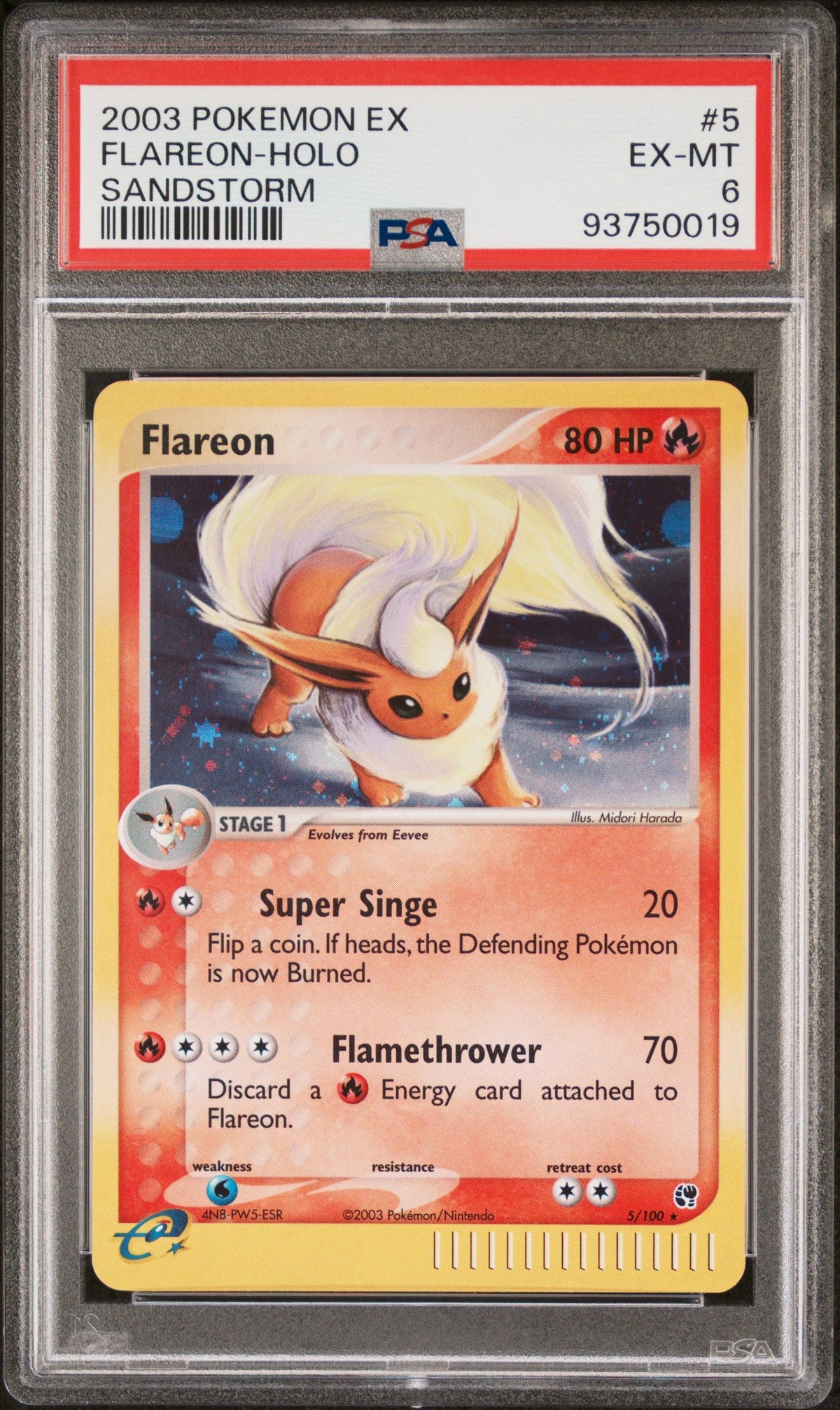 2003 Pokemon Ex Sandstorm Flareon-Holo Sandstorm PSA 6