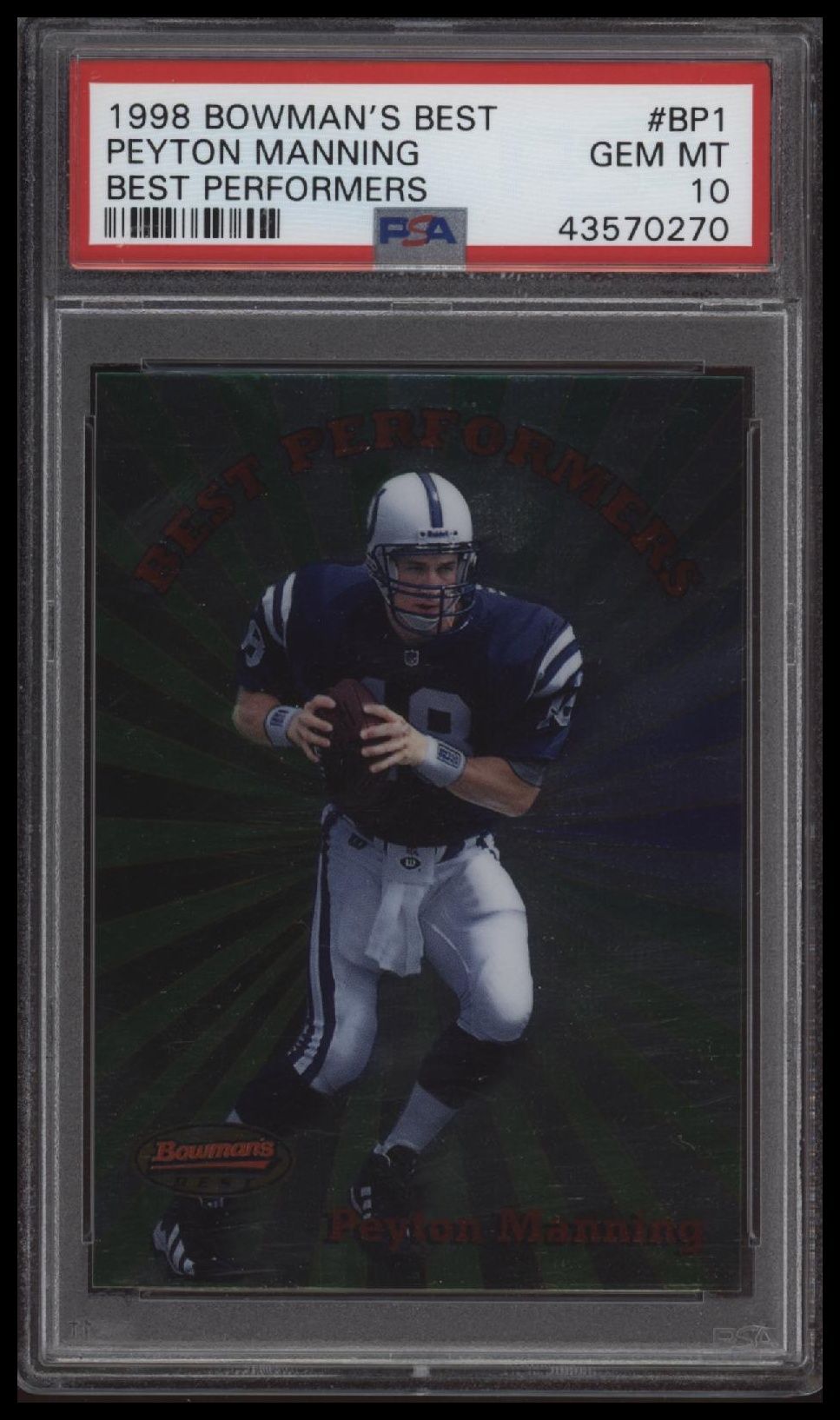 1998 Bowman&#39;S Best Best Performers Peyton Manning Best Performers PSA 10