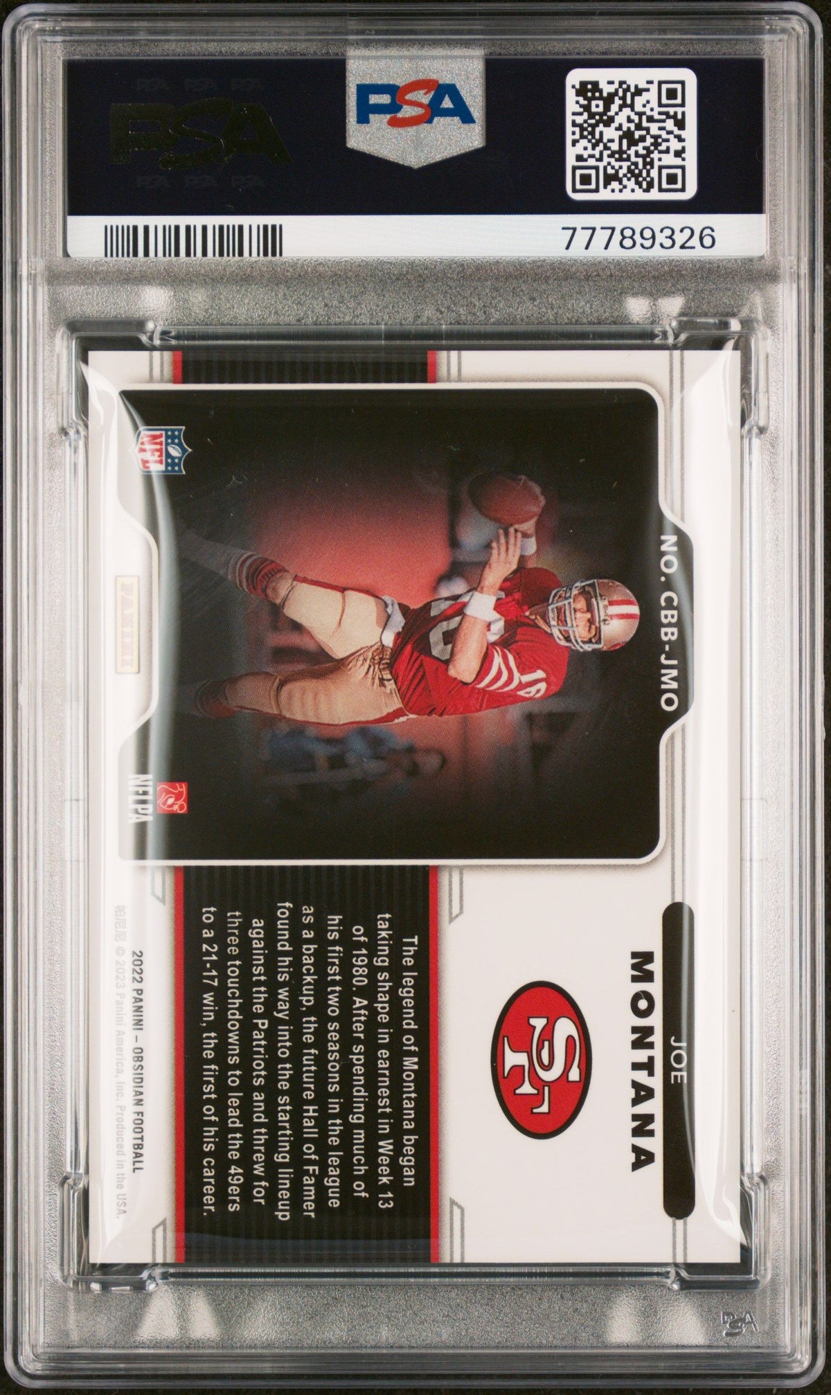 2022 Panini Obsidian #CBBJMO Joe Montana Color Blast Black PSA 10