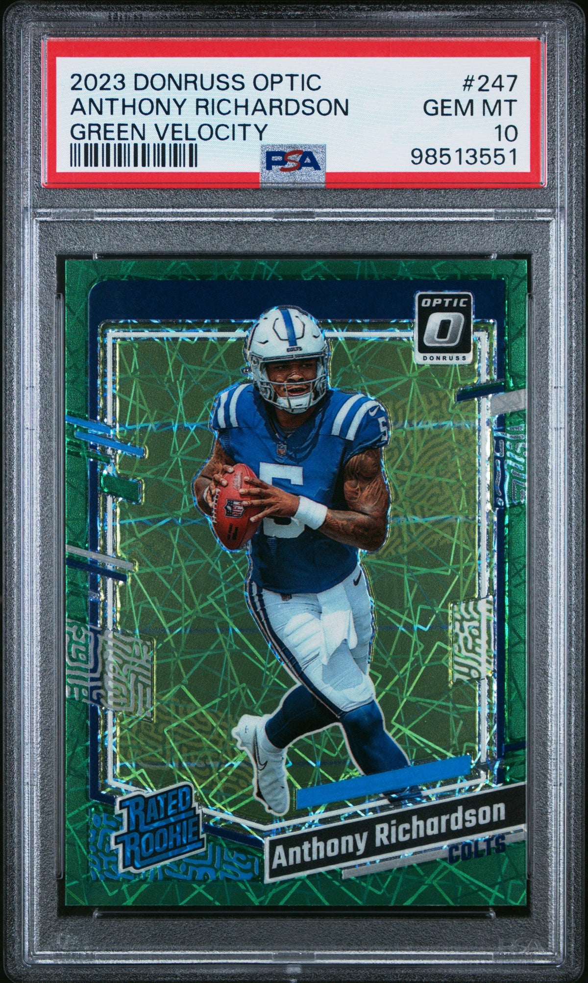 2023 Panini Donruss Optic Anthony Richardson Green Velocity PSA 10 98513551