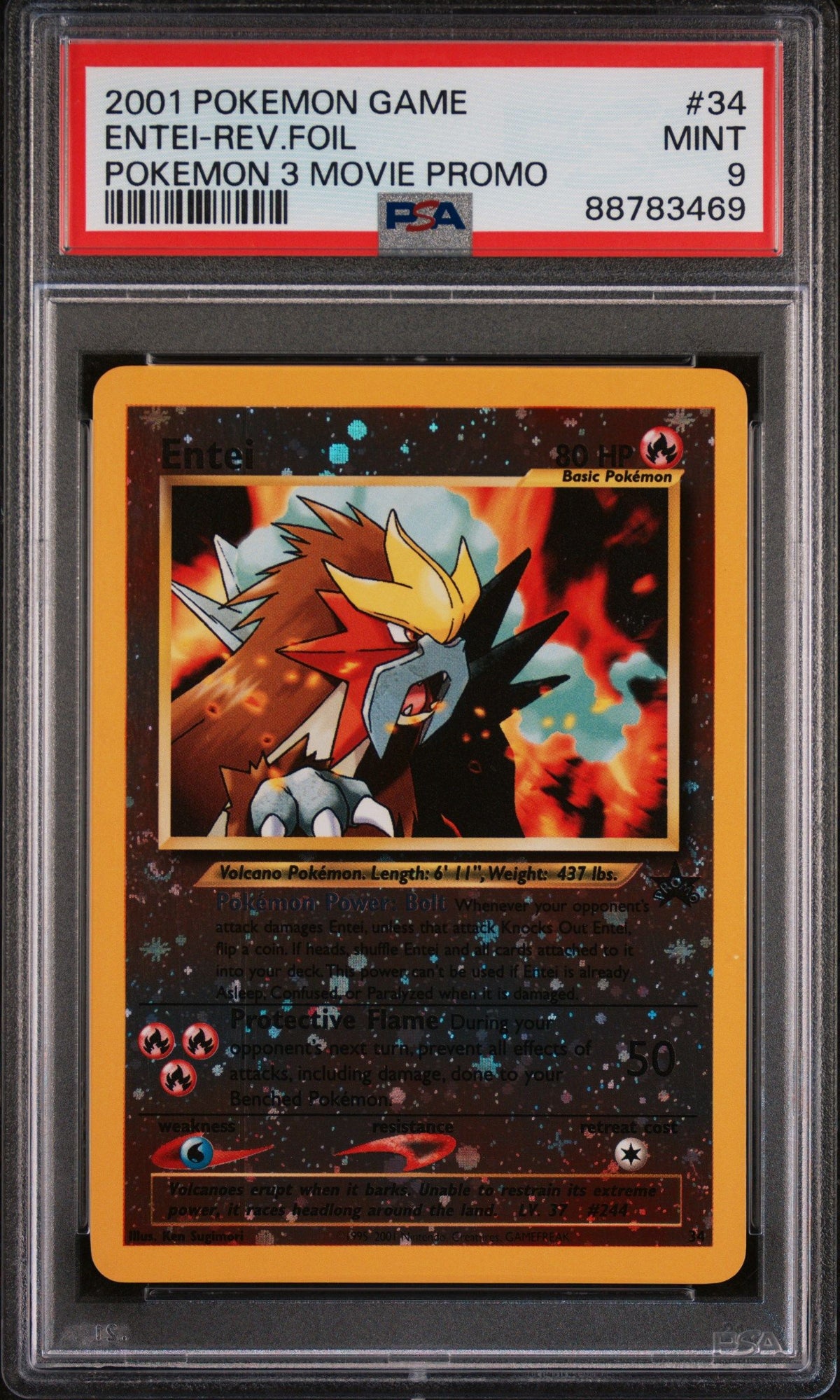 2001 Pokemon Game Movie Entei-Rev.Foil Pokemon 3 Movie Promo PSA 9 88783469