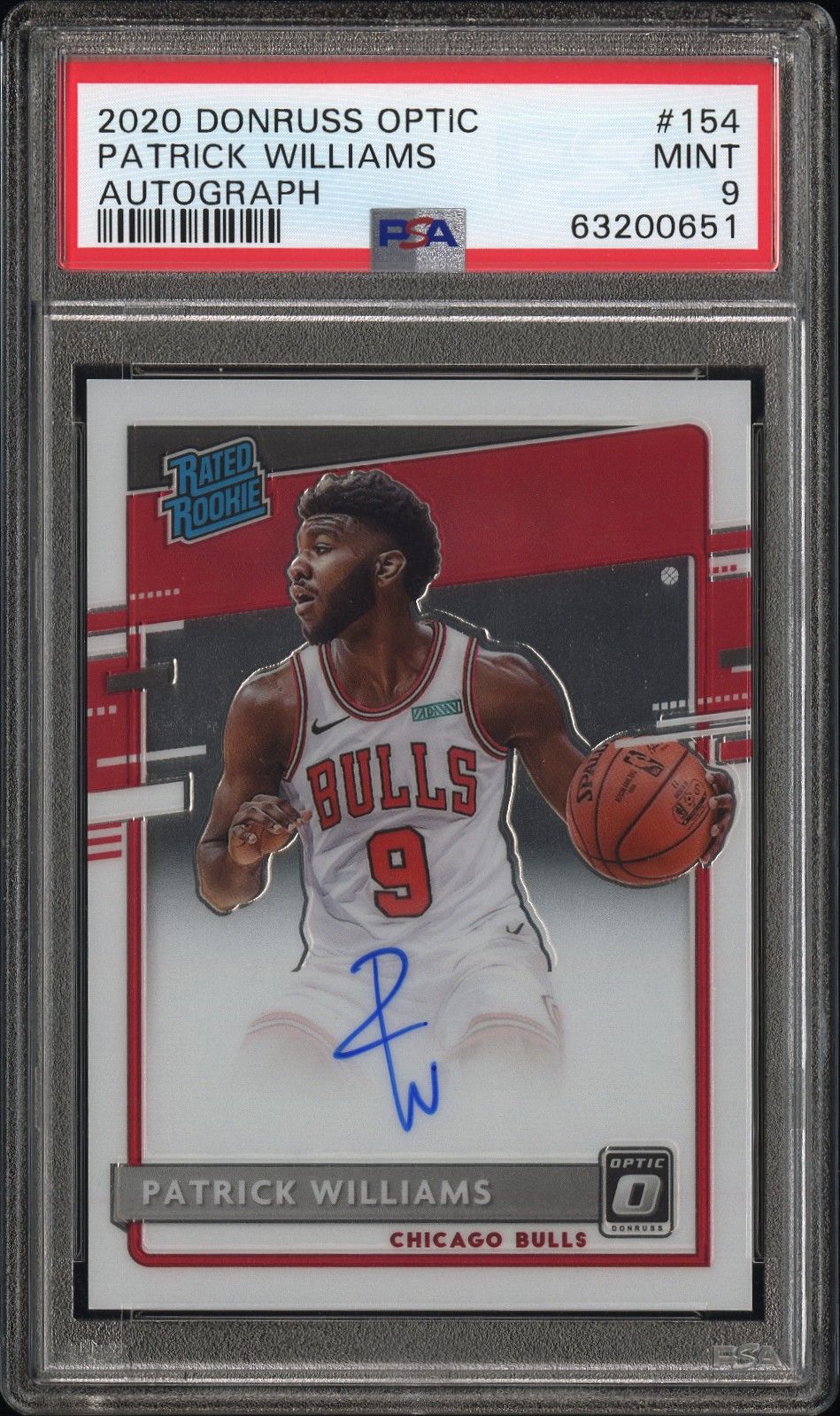 2020 Panini Donruss Optic #154 Patrick Williams Autograph PSA 9