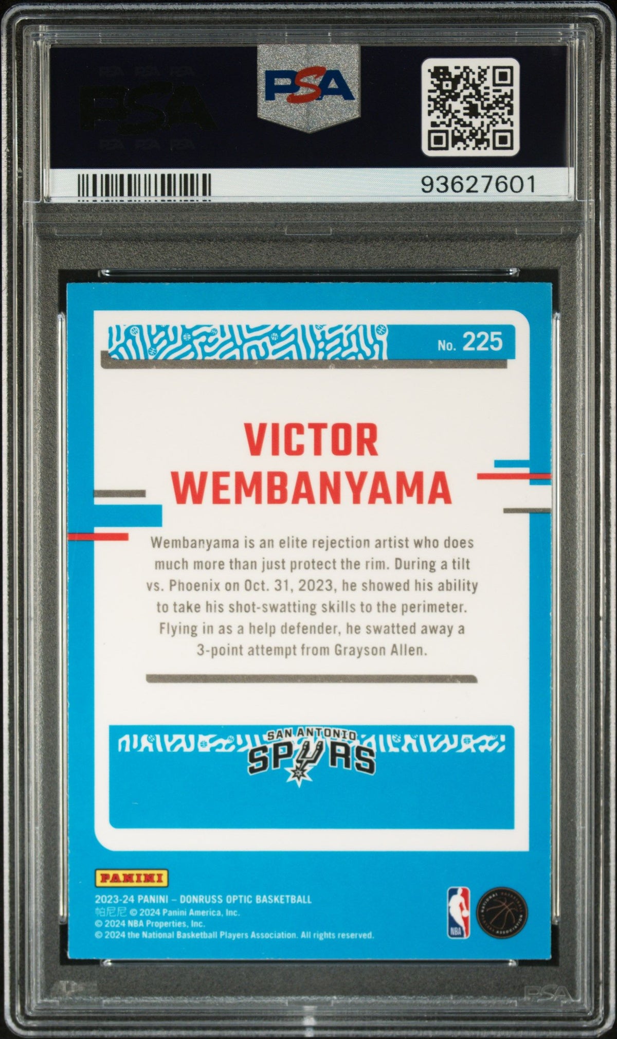 2023 Panini Donruss Optic Victor Wembanyama PSA 9