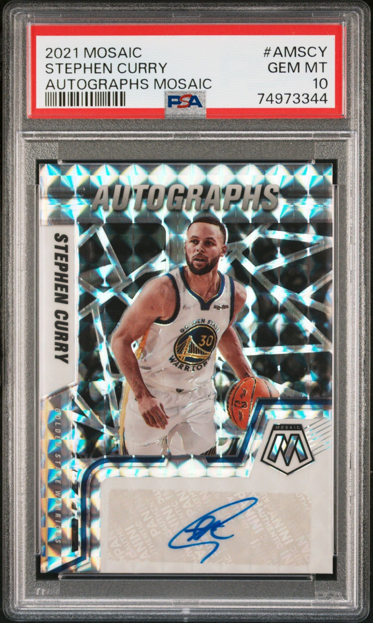 2021 Panini Mosaic Autographs Mosaic Stephen Curry Autographs Mosaic PSA 10