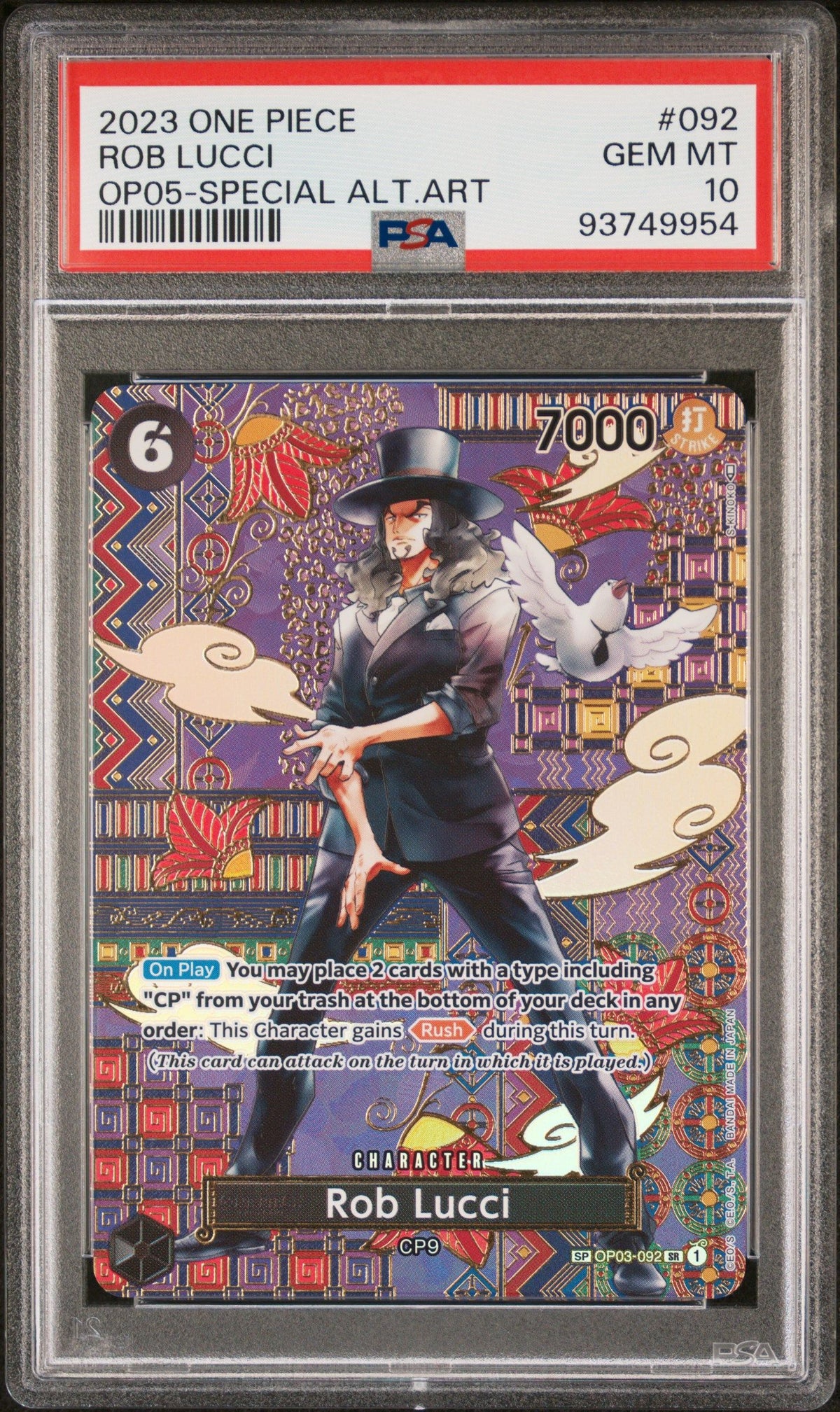 2023 One Piece Awakening Of The New Era Rob Lucci Op05-Special Alt.Art PSA 10