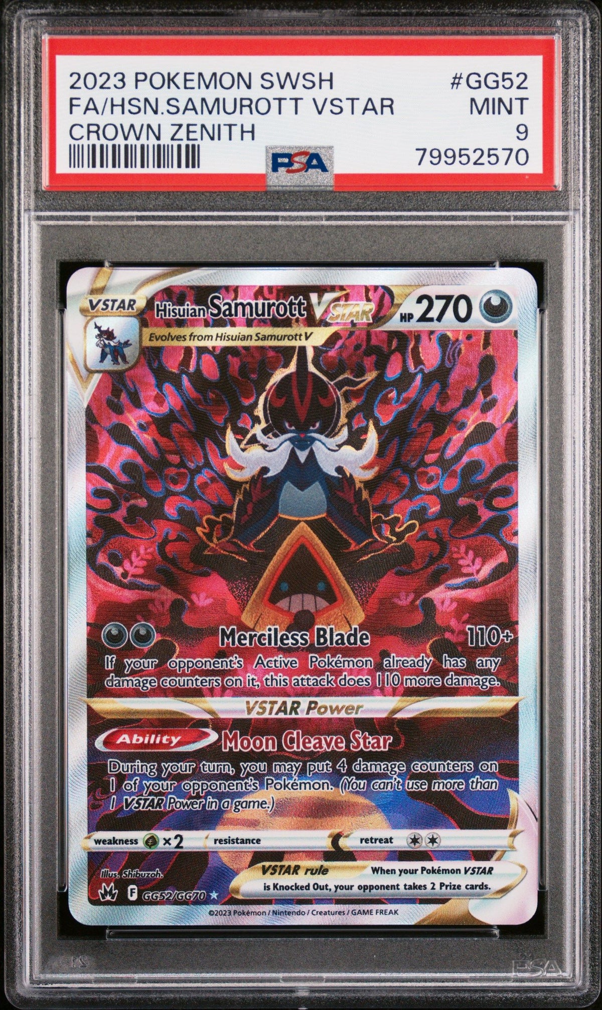 2023 Pokemon Sword And Shield Crown Zenith Fa/Hsn.Samurott Vstar PSA 9