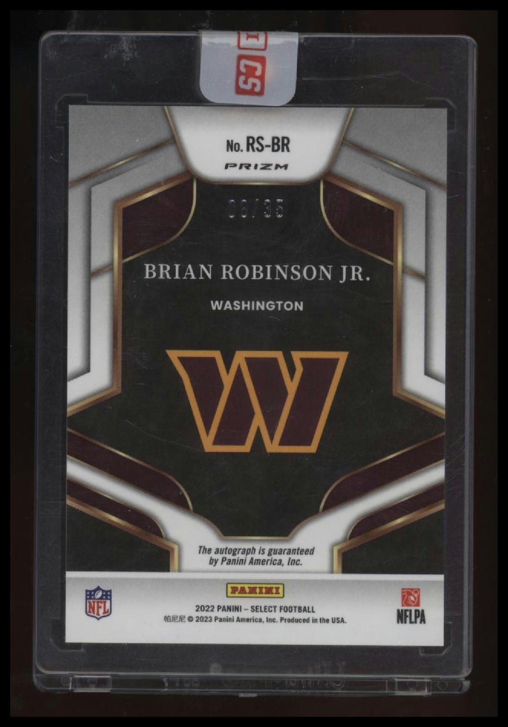 2022 Panini Select Brian Robinson Jr. Rookie Signatures White Prizm #/35