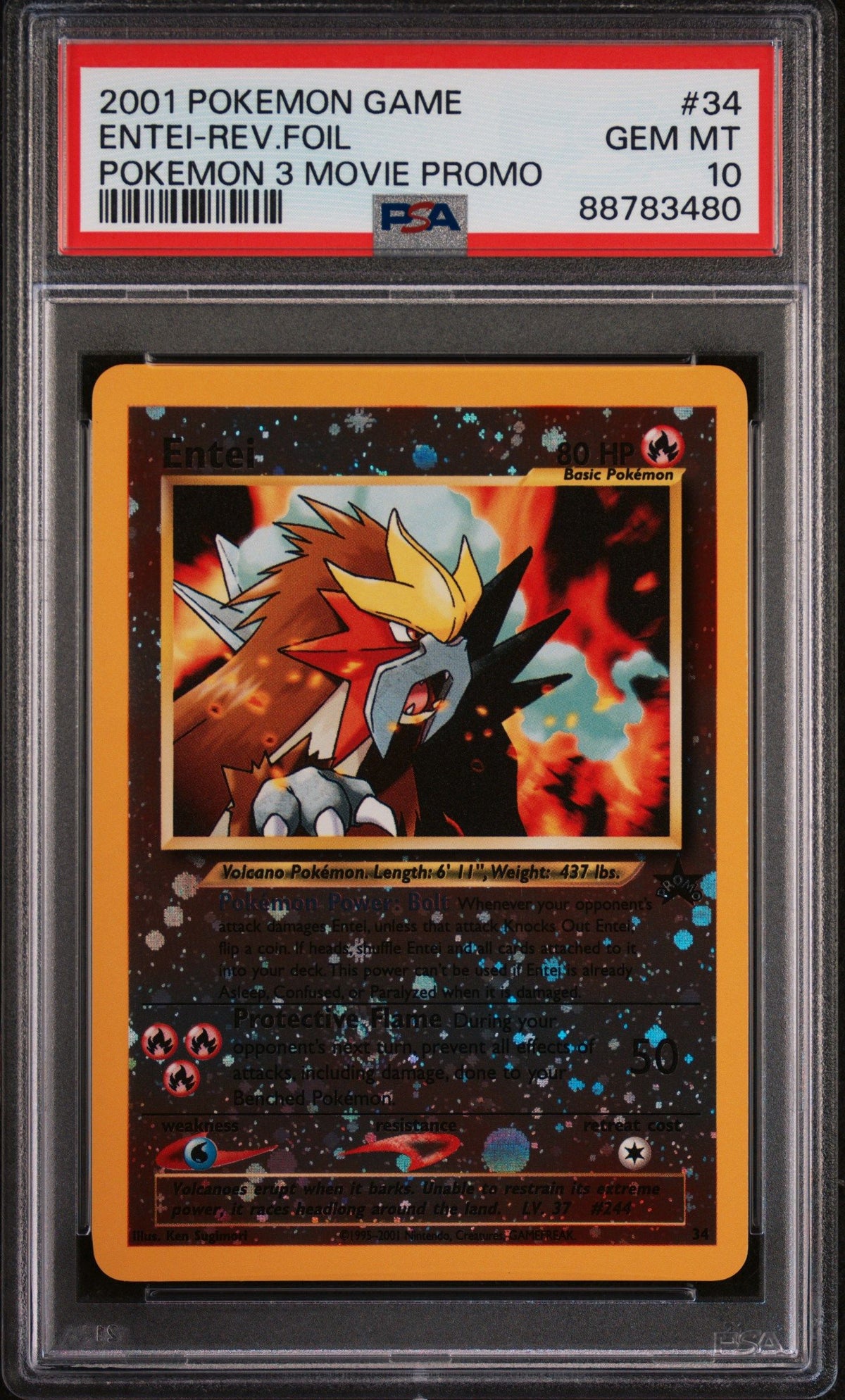 2001 Pokemon Game Movie Entei-Rev.Foil PSA 10 88783480