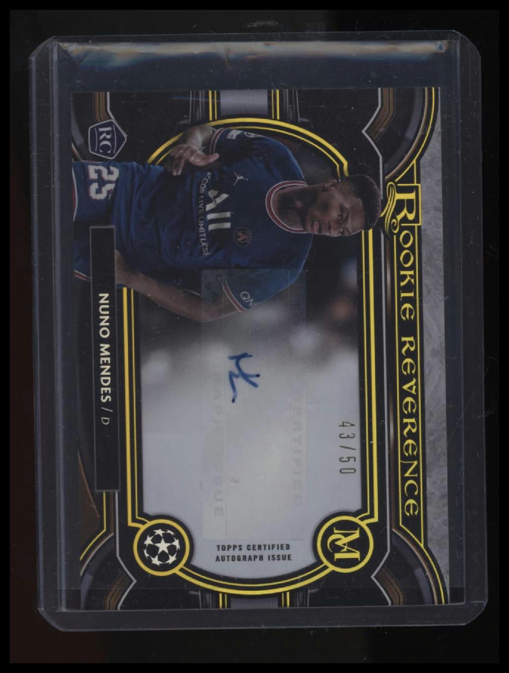 2021-22 Topps Museum Collection Nuno Mendes Rookie Reverence Autos - Gold #/50