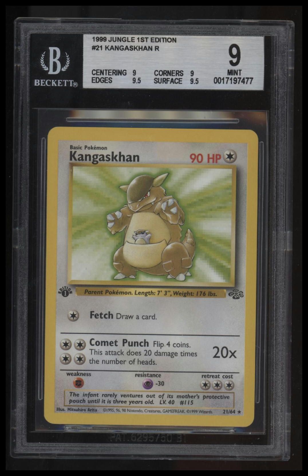 1999 Pokemon Jungle 1st Edition Kangaskhan R BGS 9.0