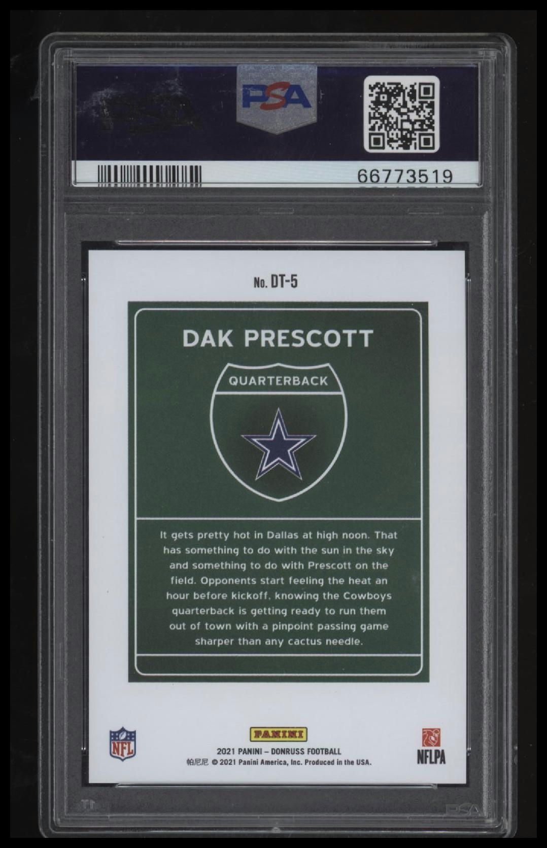 2021 Panini Donruss Downtown Dak Prescott Downtown! PSA 10