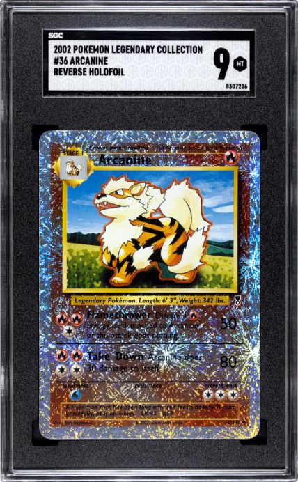 2002 Pokemon Legendary Collection Arcanine Reverse Holofoil SGC 9