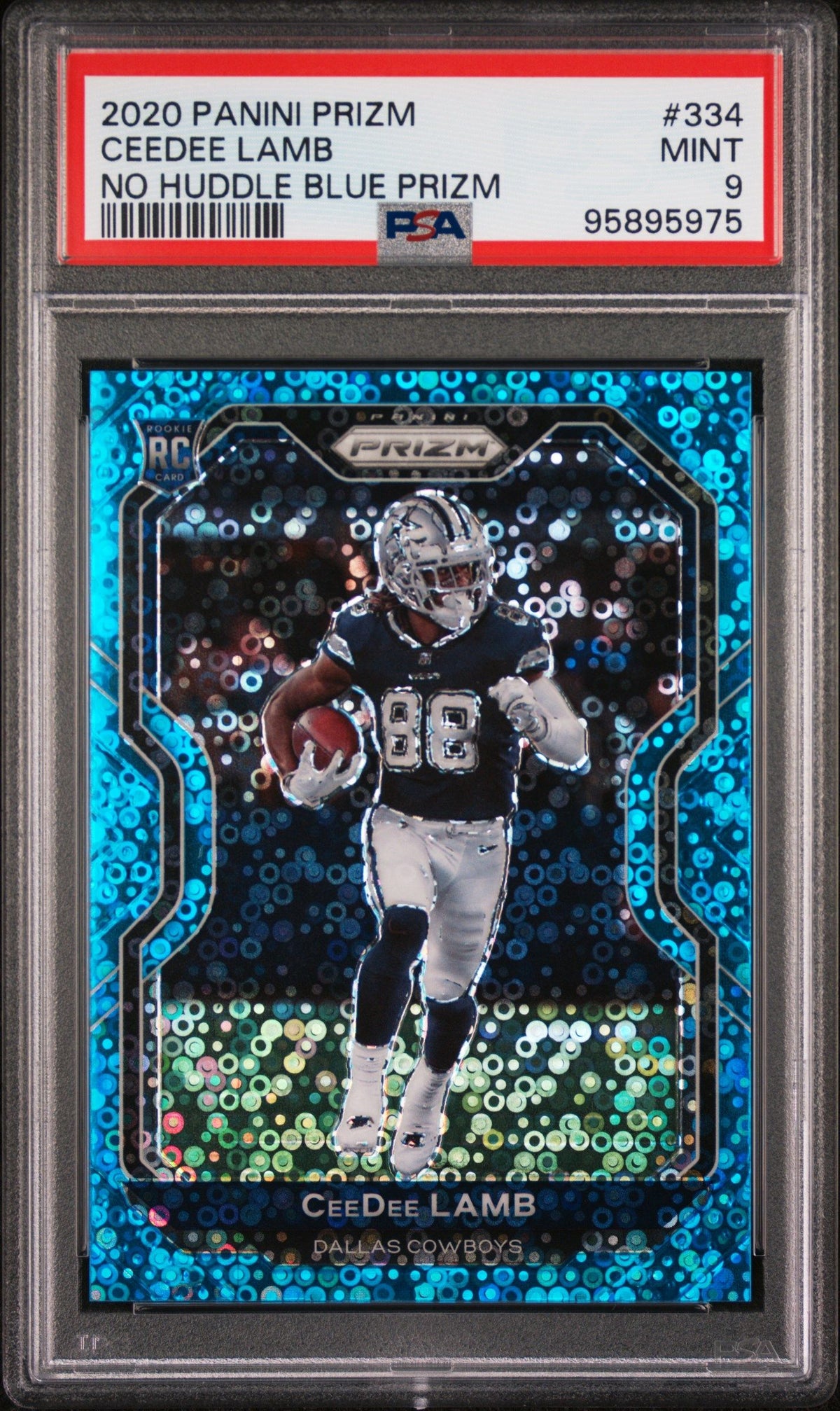 2020 Panini Prizm Ceedee Lamb No Huddle Blue Prizm PSA 9