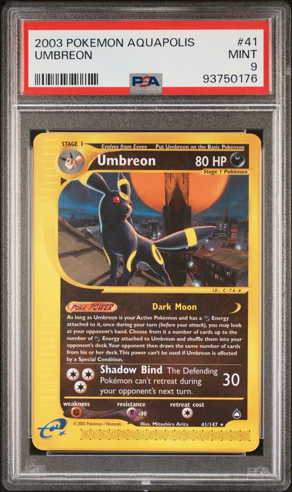 2003 Pokemon Aquapolis Umbreon PSA 9