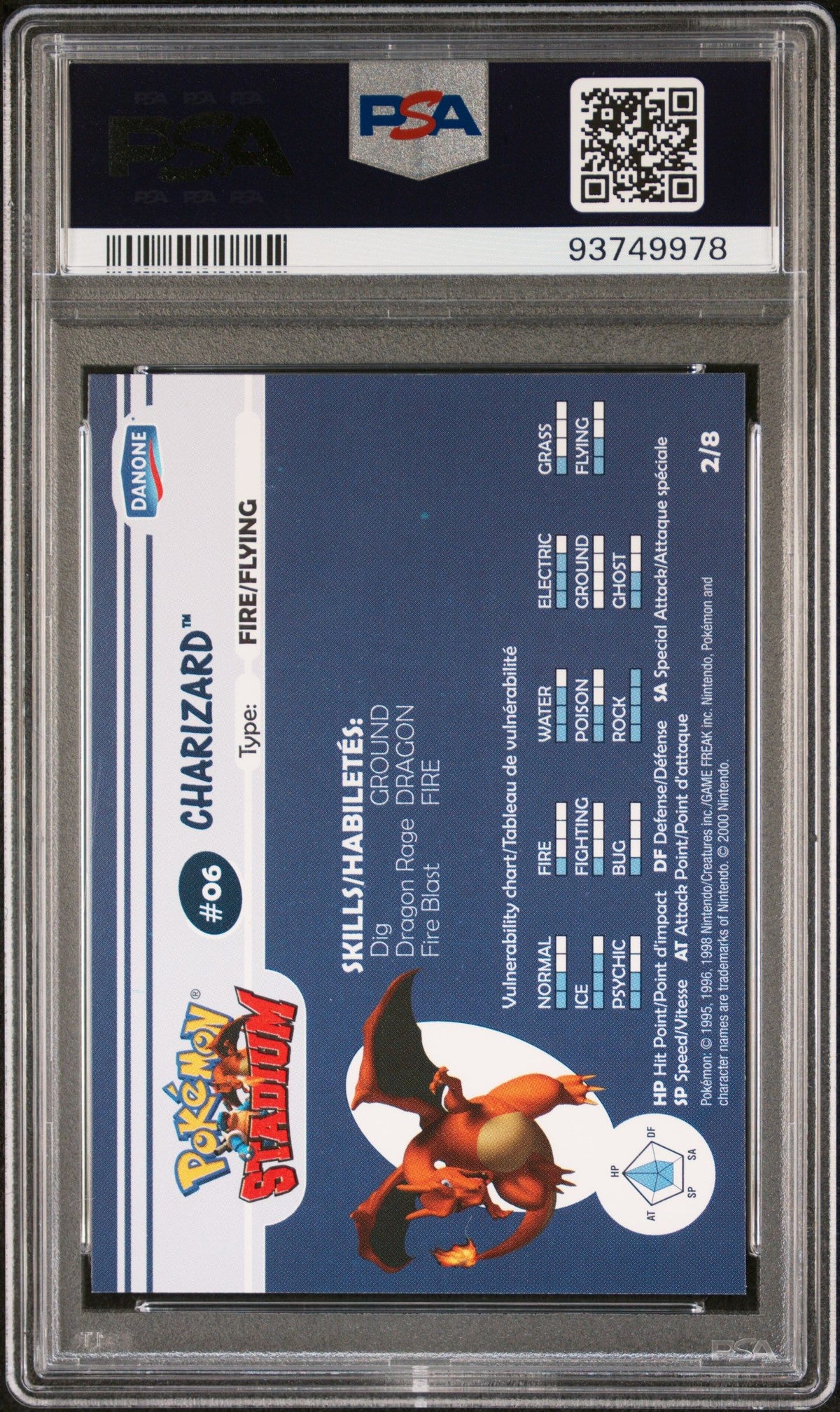 2000 Danone Pokemon Stadium Tip Shiny Charizard Stadium Tip-Shiny-Gold PSA 10