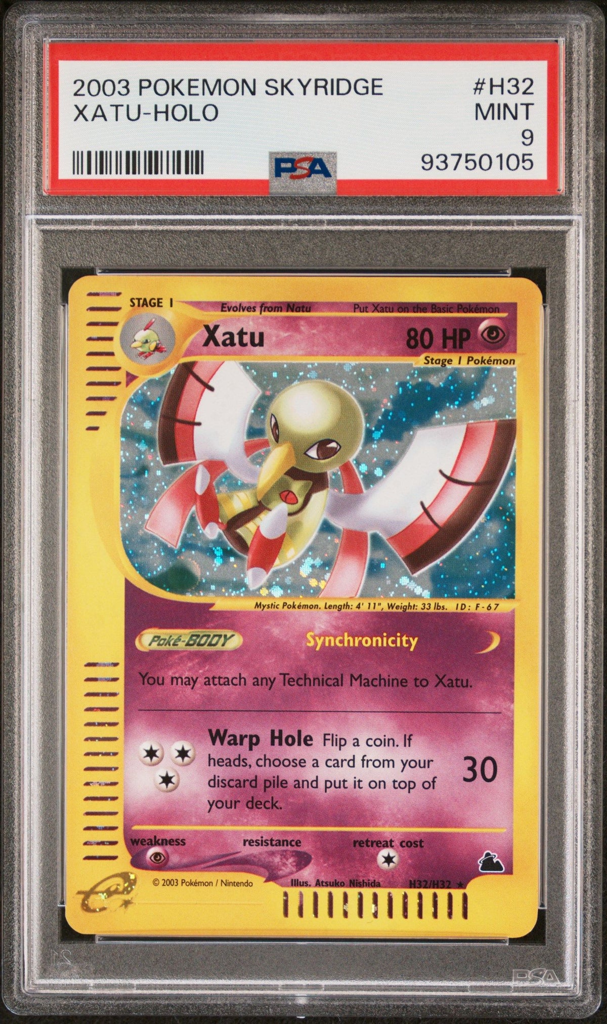 2003 Pokemon Skyridge Xatu-Holo PSA 9