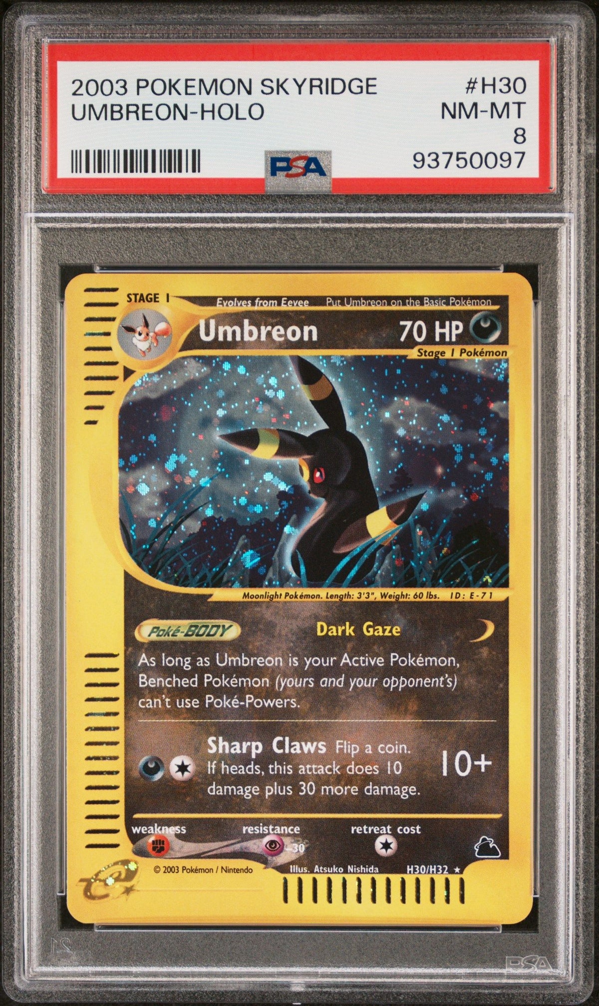 2003 Pokemon Skyridge Umbreon-Holo PSA 8