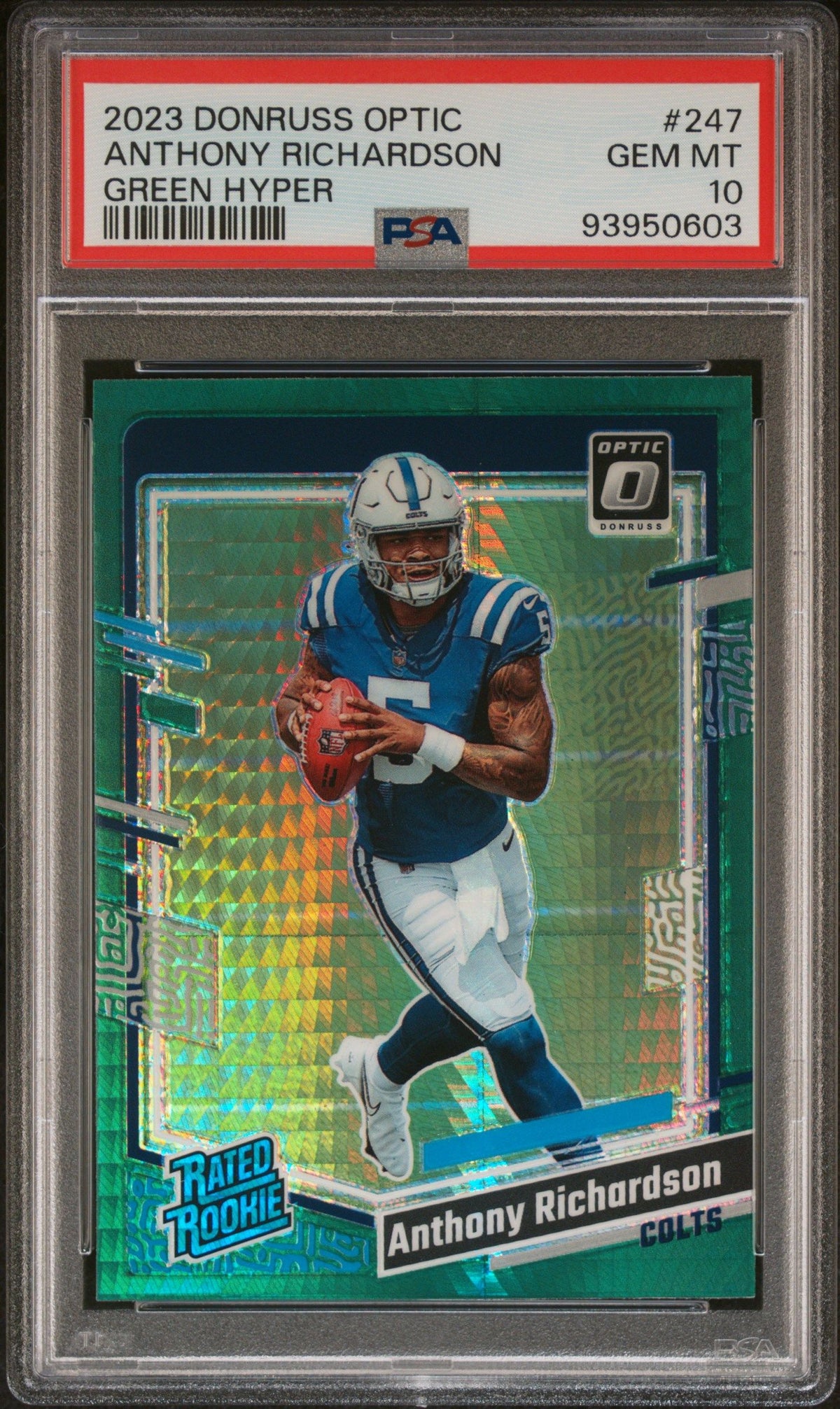 2023 Panini Donruss Optic Anthony Richardson Green Hyper PSA 10