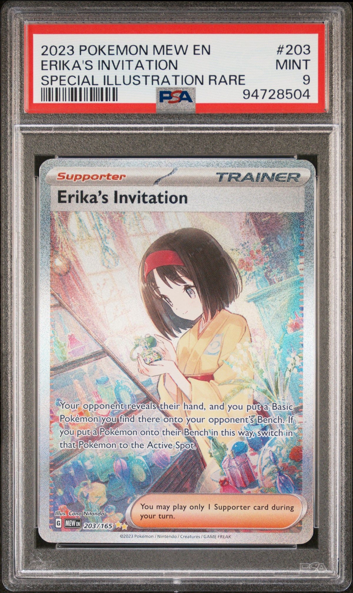 2023 Pokemon Mew En-151 Erika&#39;S Invitation Special Illustration Rare PSA 9