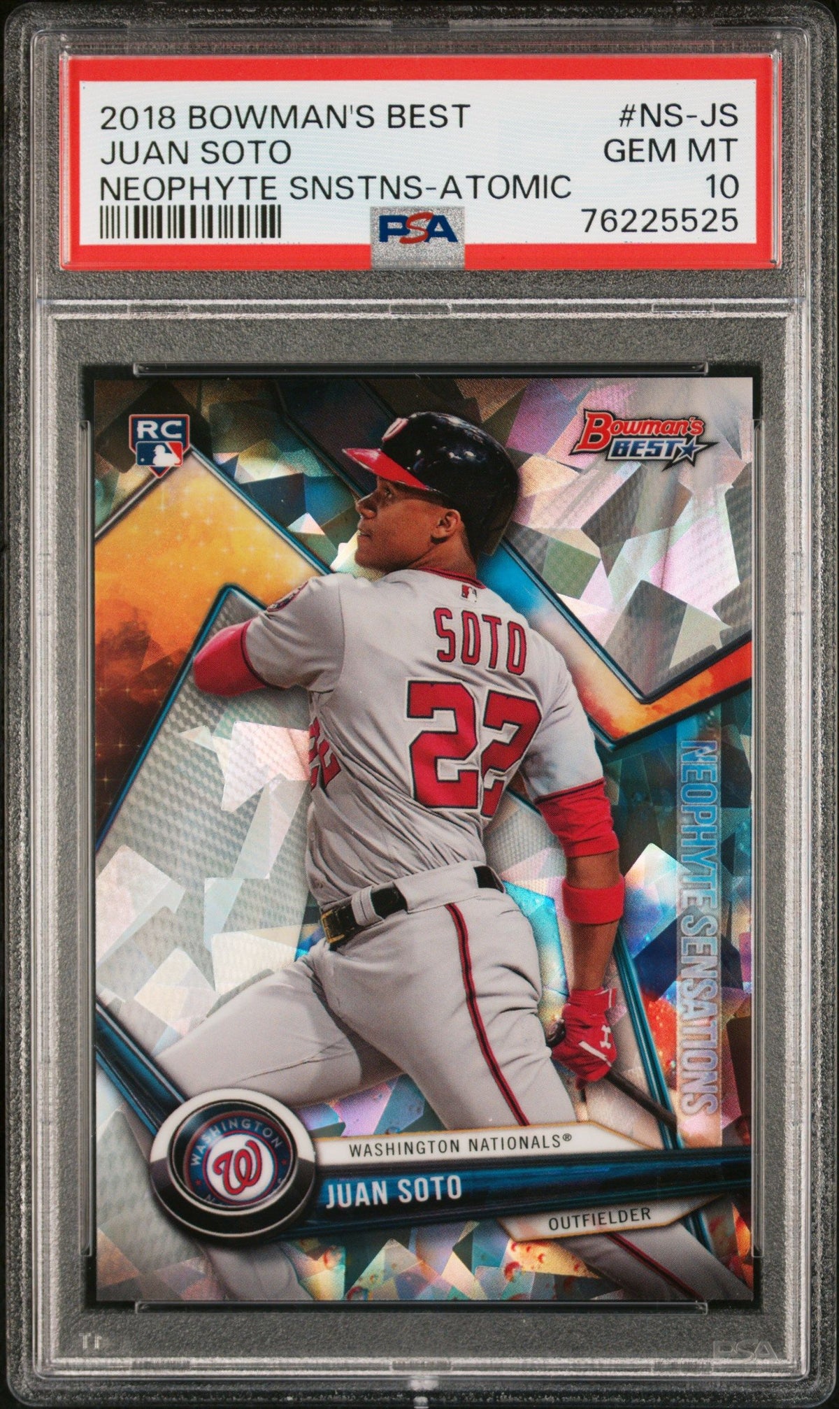 2018 Bowman&#39;S Best #NS-JS Juan Soto Neophyte Snstns-Atomic PSA 10