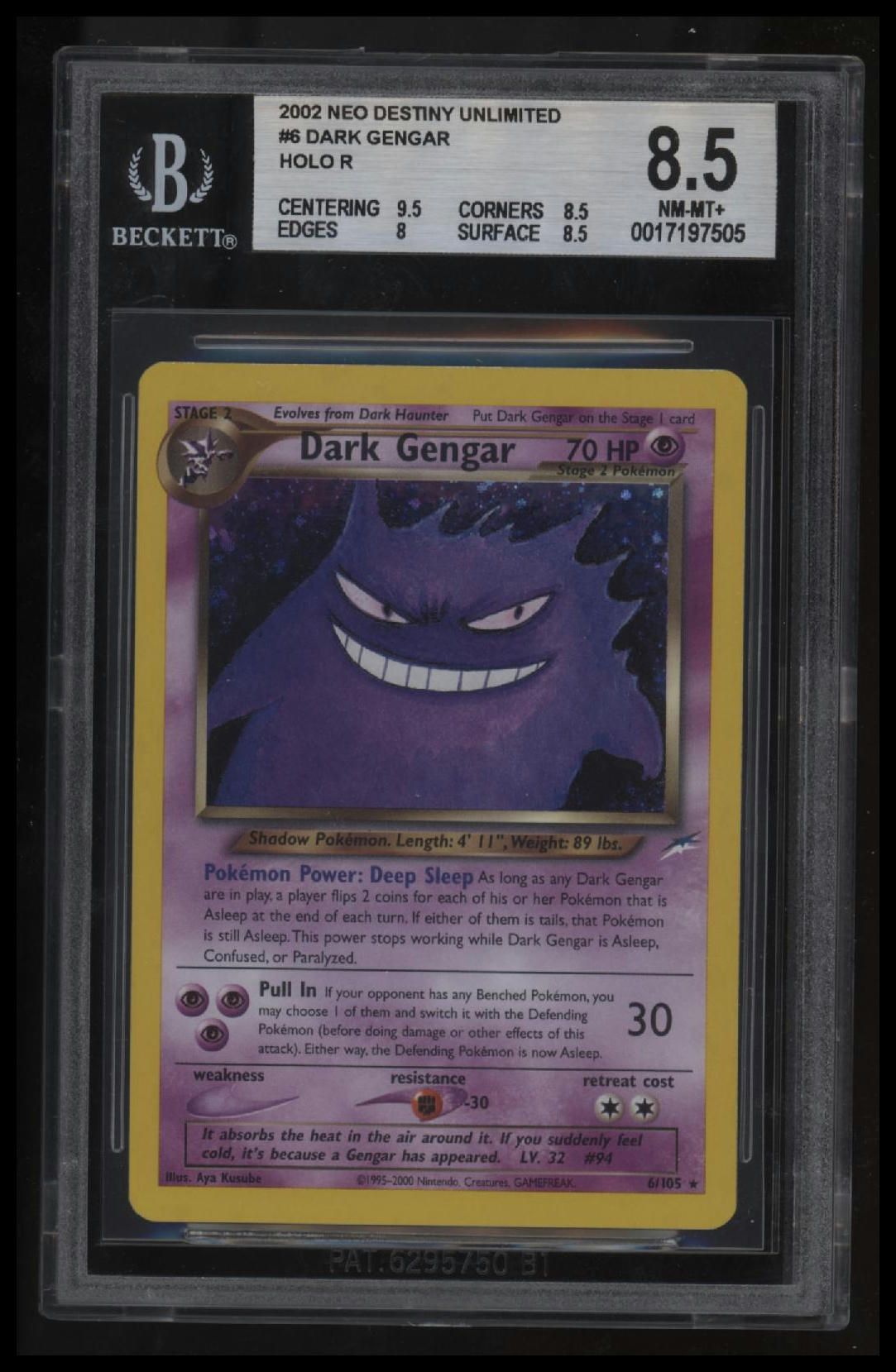 2002 Pokemon Neo Destiny Unlimited Dark Gengar HOLO R BGS 8.5