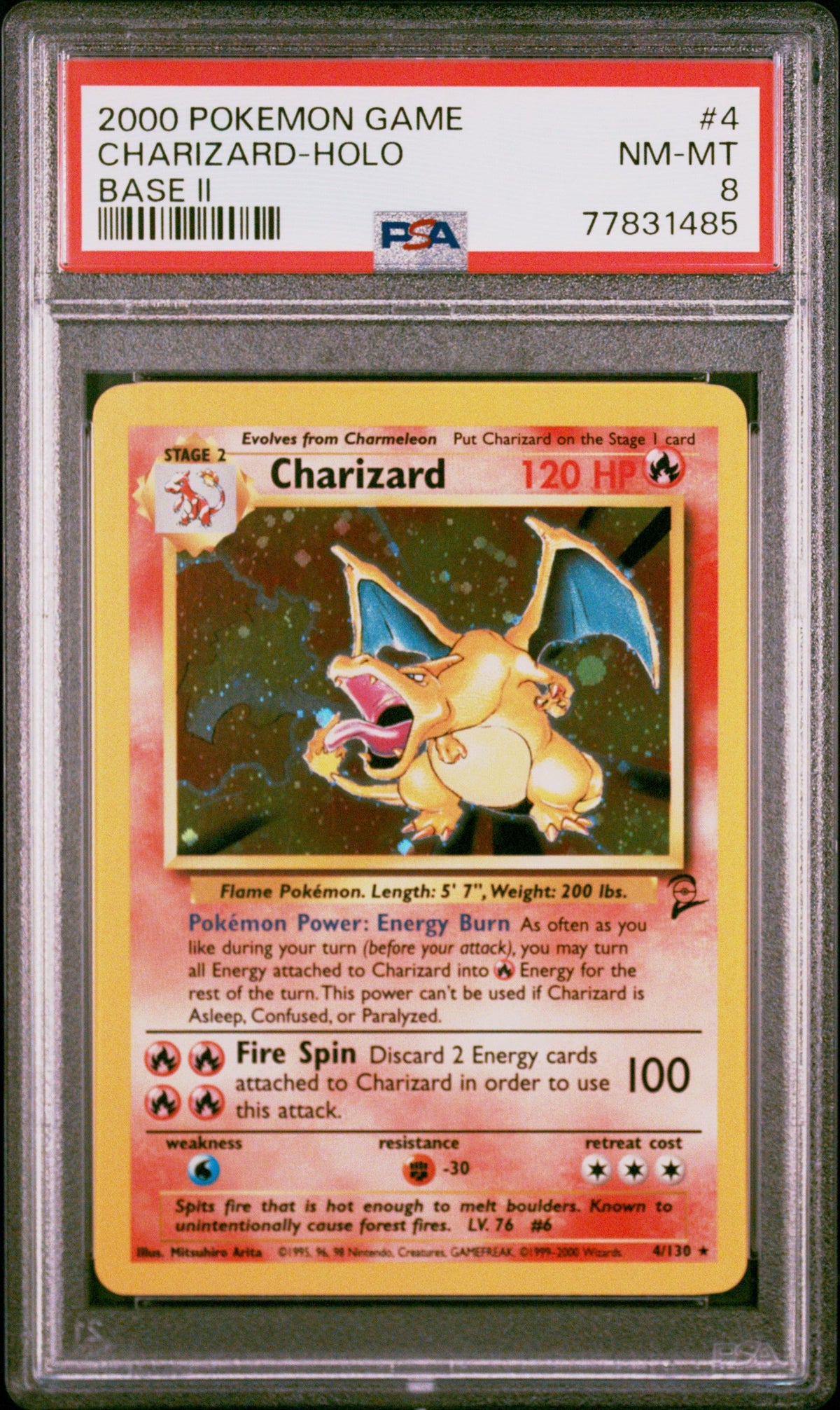 2000 Pokemon Game Base Ii Charizard-Holo Base Ii PSA 8