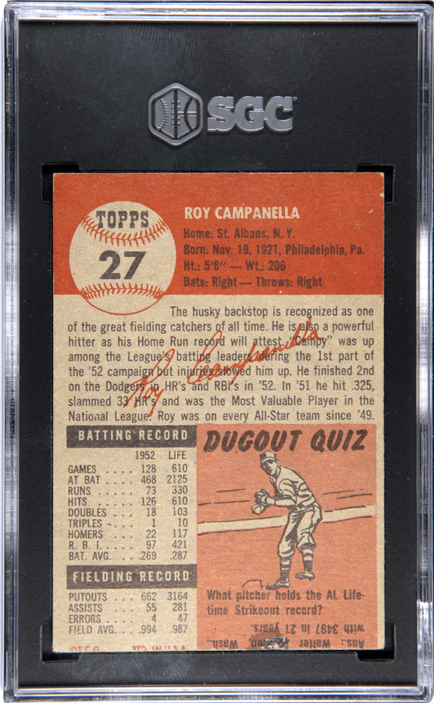 1953 Topps Roy Campanella SGC Authentic