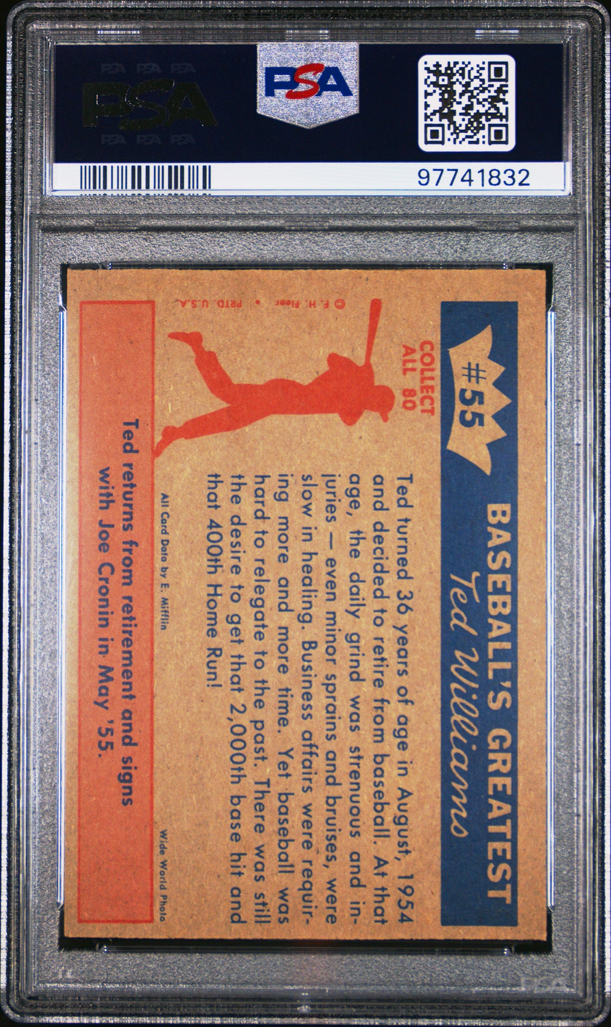 1959 Fleer Ted Williams 1955-Ted Decides Retirement Is &quot;No Go&quot; PSA 7 97741832