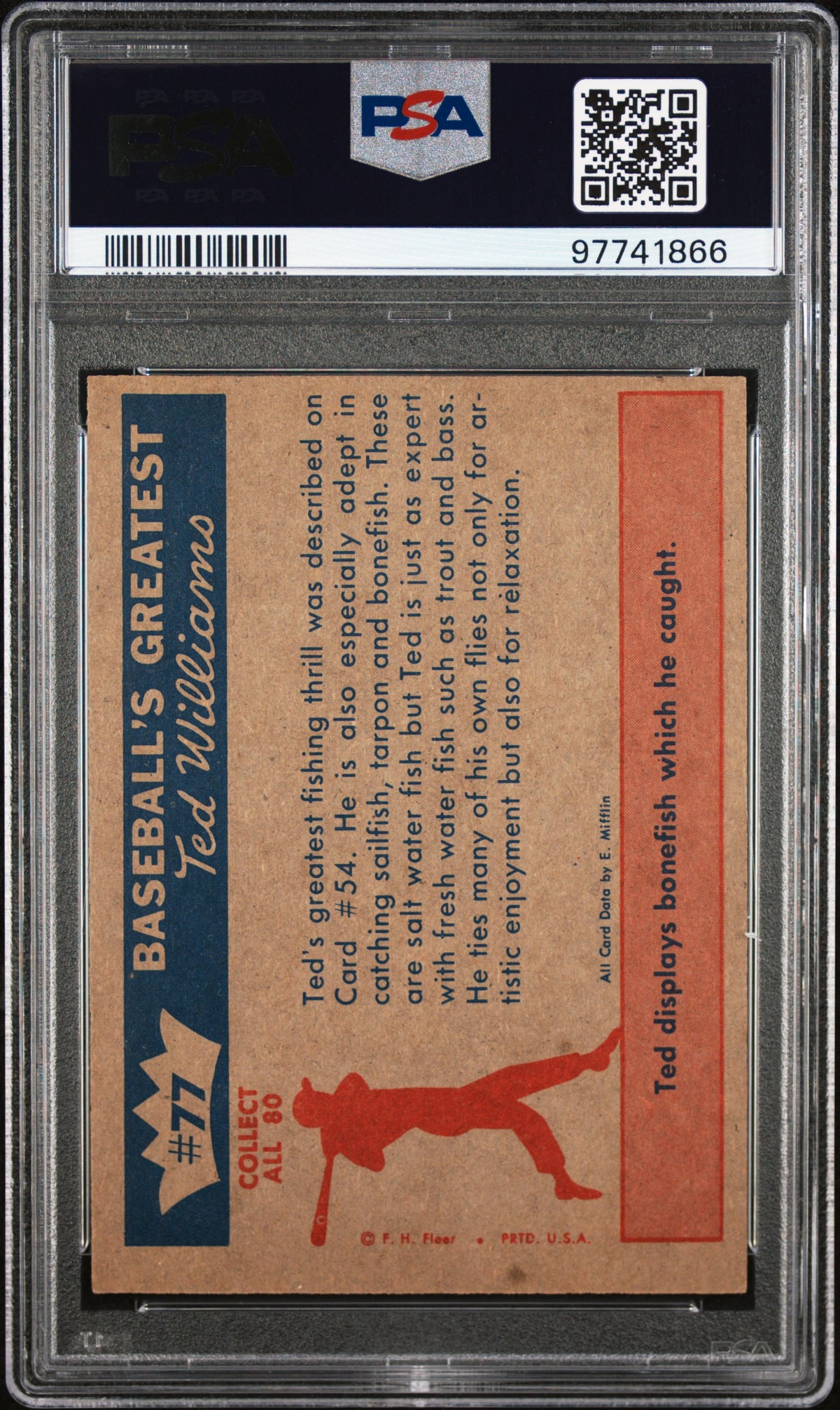 1959 Fleer Ted Williams Ted Relaxes PSA 7