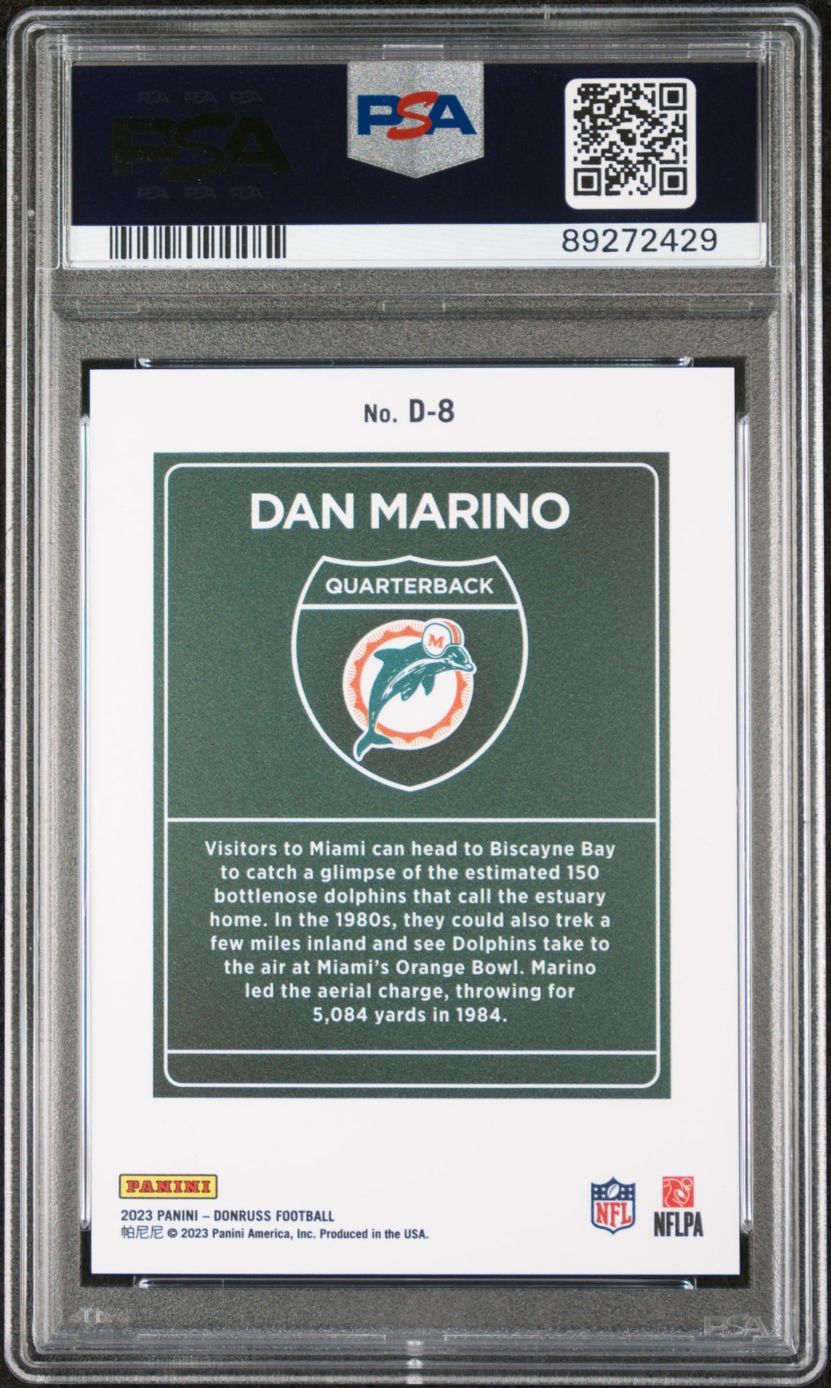 2023 Panini Donruss Downtown! Dan Marino PSA 9