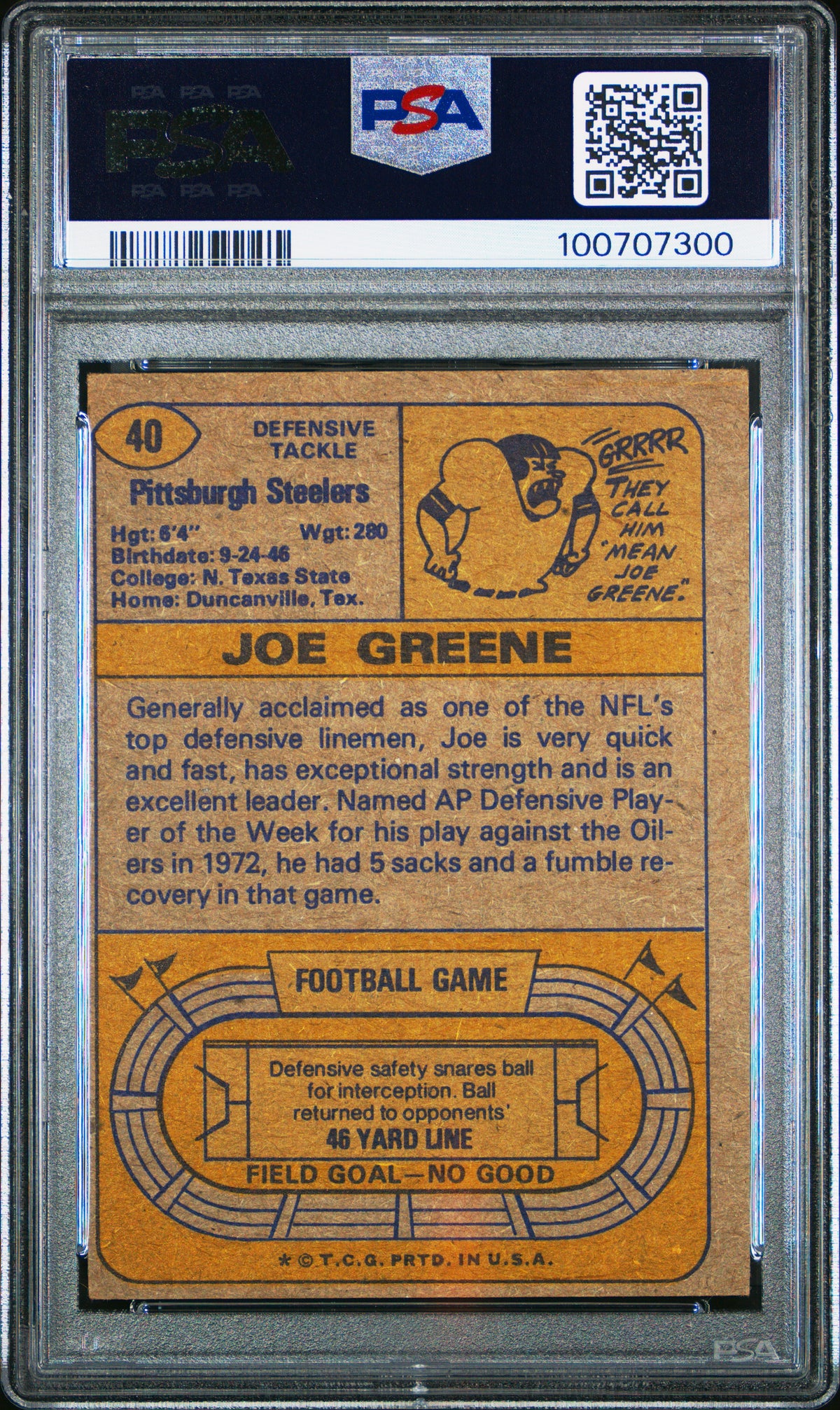 1974 Topps Joe Greene PSA 4