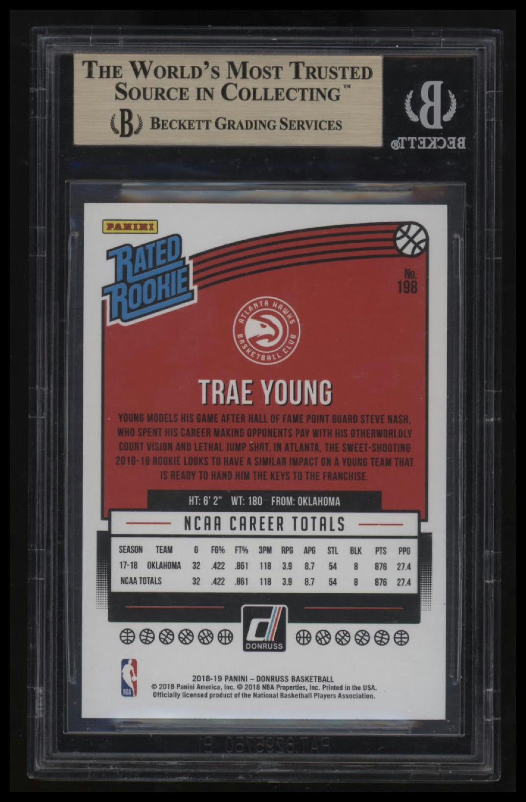 2018-19 Donruss Trae Young RR RC BGS 9.5