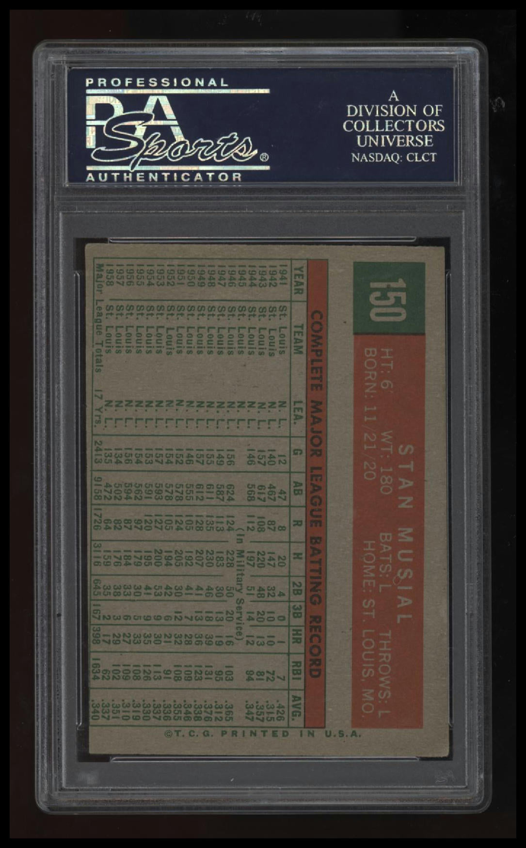 1959 Topps Stan Musial PSA 4