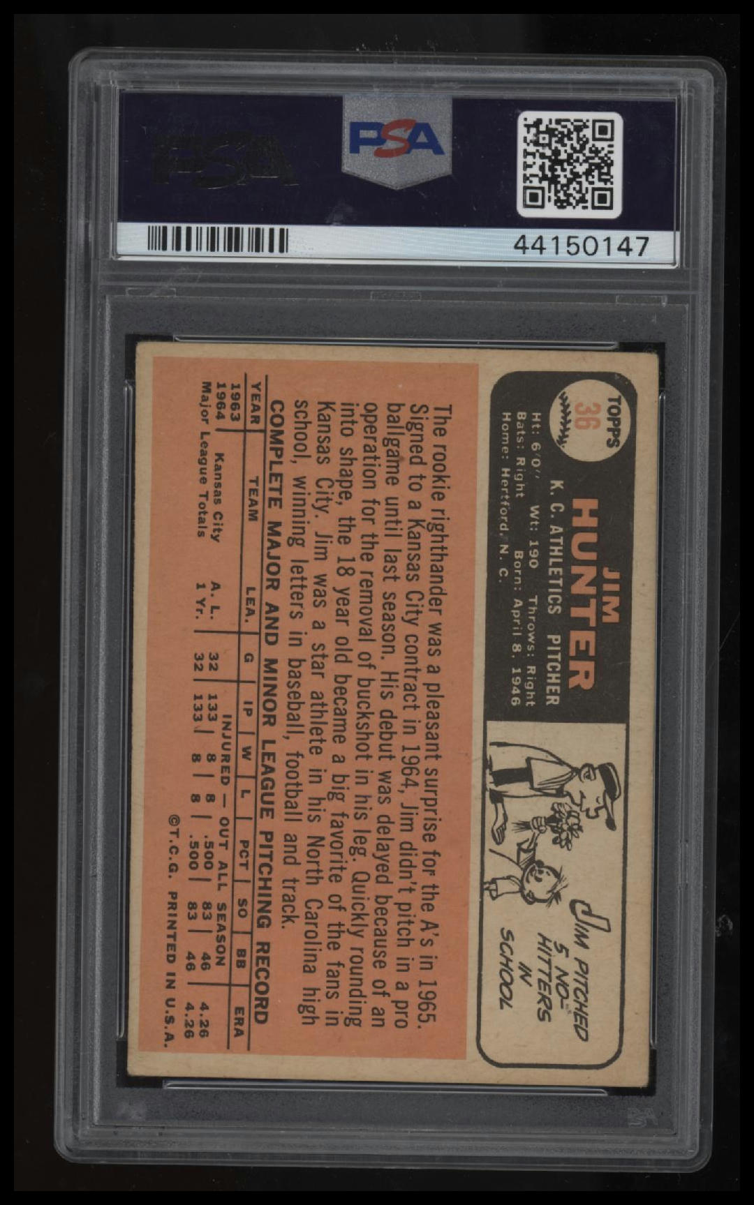 1966 Topps Jim Hunter PSA 4