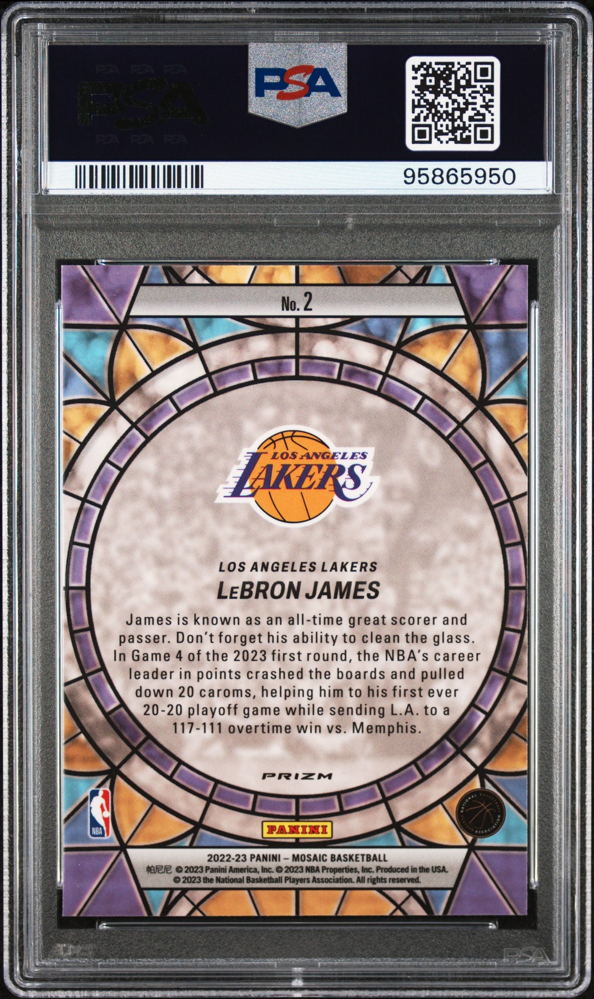 2022 Panini Mosaic Stained Glass Lebron James PSA 9