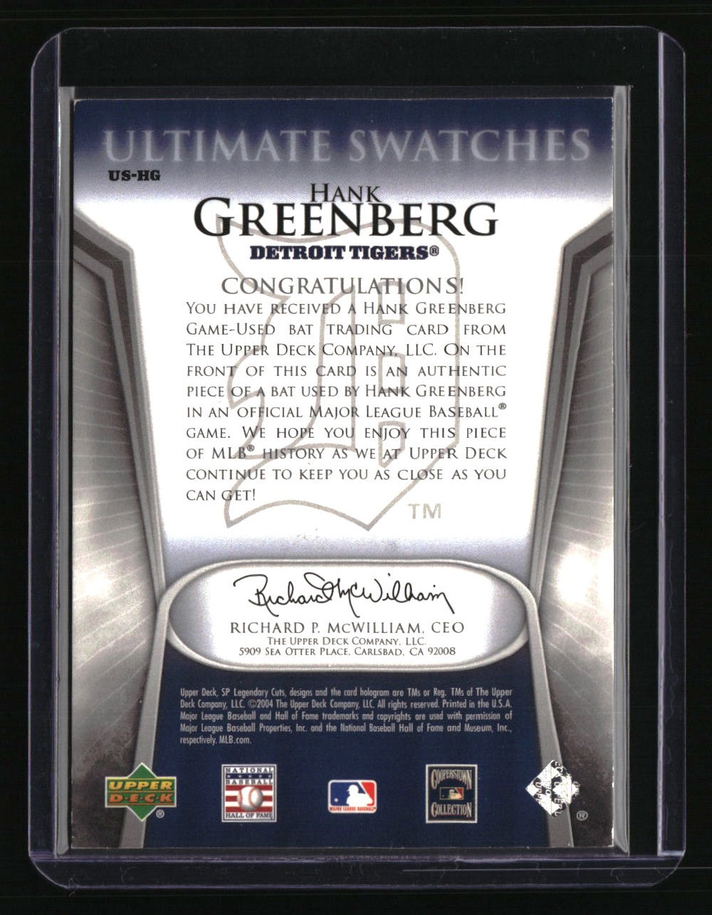 2004 SP Legendary Cuts Hank Greenberg Ultimate Swatches